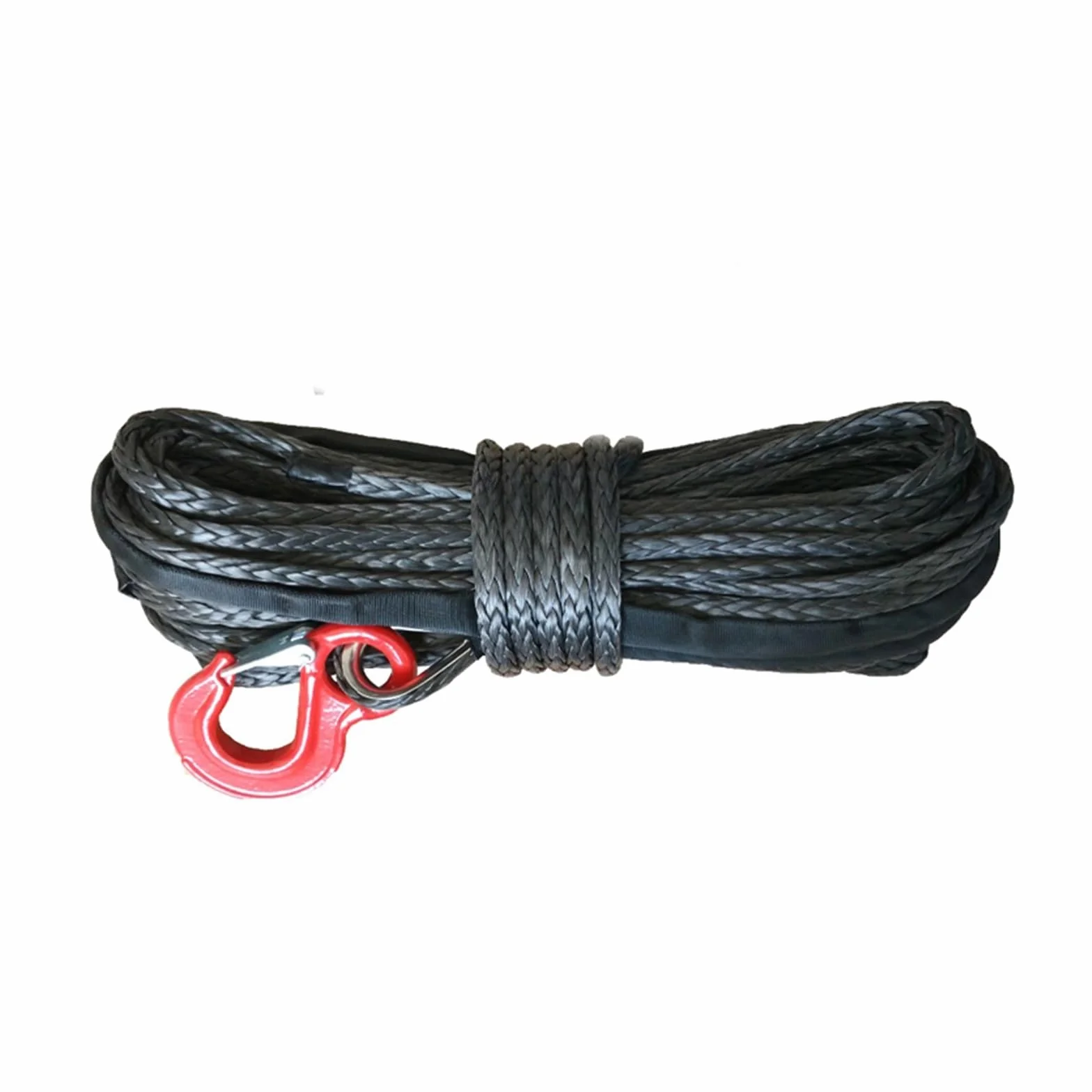Lina wyciągarki, Linia wyciągarki 8 mm x 30 m Włókno UHMWPE z hakiem w kolorze szarym do pojazdów terenowych SUV(Nero)