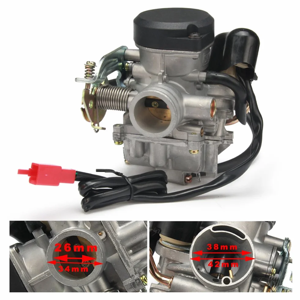 Motocykl 26 mm gaźnik, CVK26 gaźnik CVK 26, zamiennik aluminium do ATV Scooter GY6 150cc 200cc 250cc