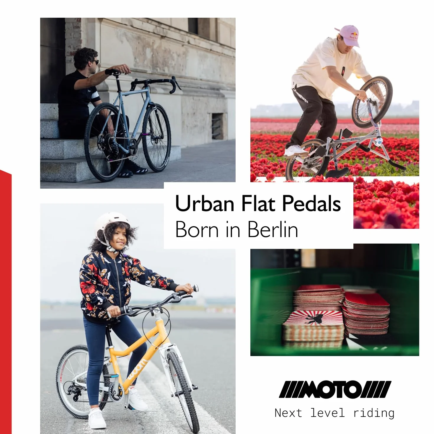 Pedały platformowe Urban Reflex, City z regulowaną szerokością pedałów, z kolorowymi odblaskami, zestaw pedałów rowerowych, do roweru Fixie, Singlespeed, BMX MTB
