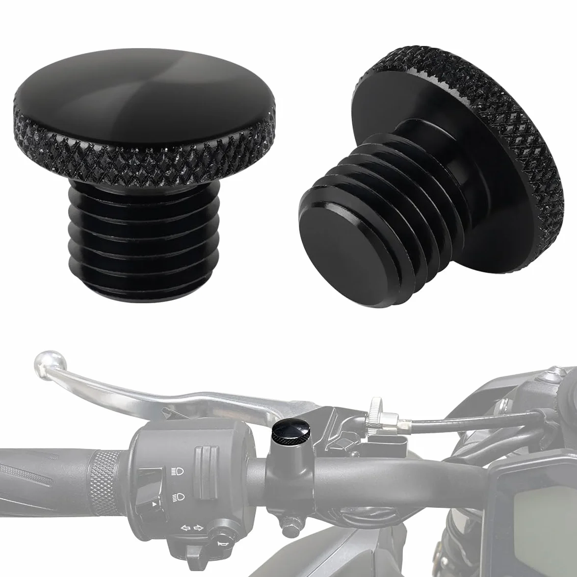 Evermotor M8 M10 Para CNC Polerowane Aluminium Lusterko Motocyklowe Zatyczki Blind Zegarowe Igła Obrzydliwe: 10 mm: 2 x Clockwise