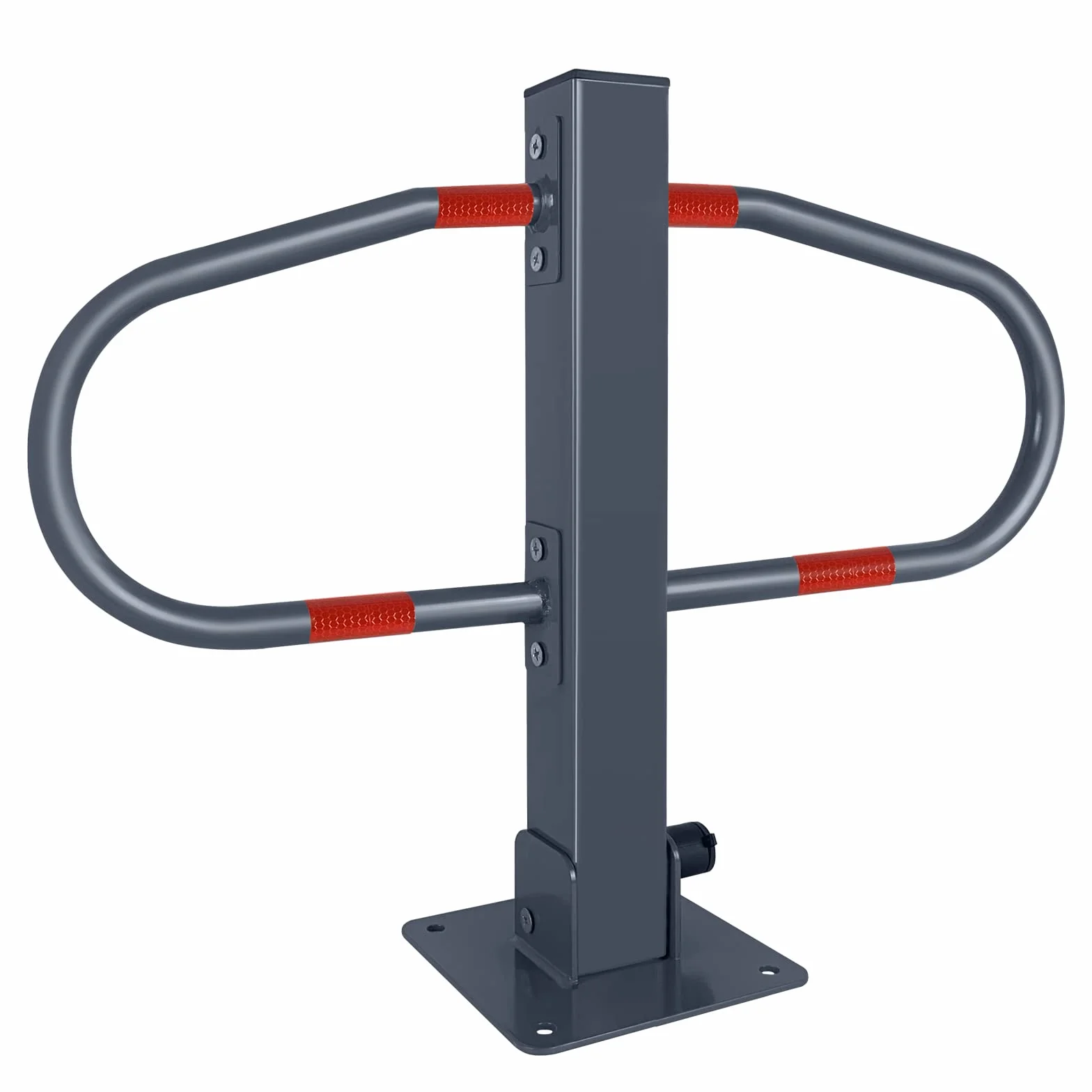 NAIZY Słupki parkingowe składane z 3 kluczami i odblaskową naklejką, pałąk parkingowy 73 x 51 cm, ocynkowany metal, do samochodów osobowych, parkingowych, kolor srebrny
