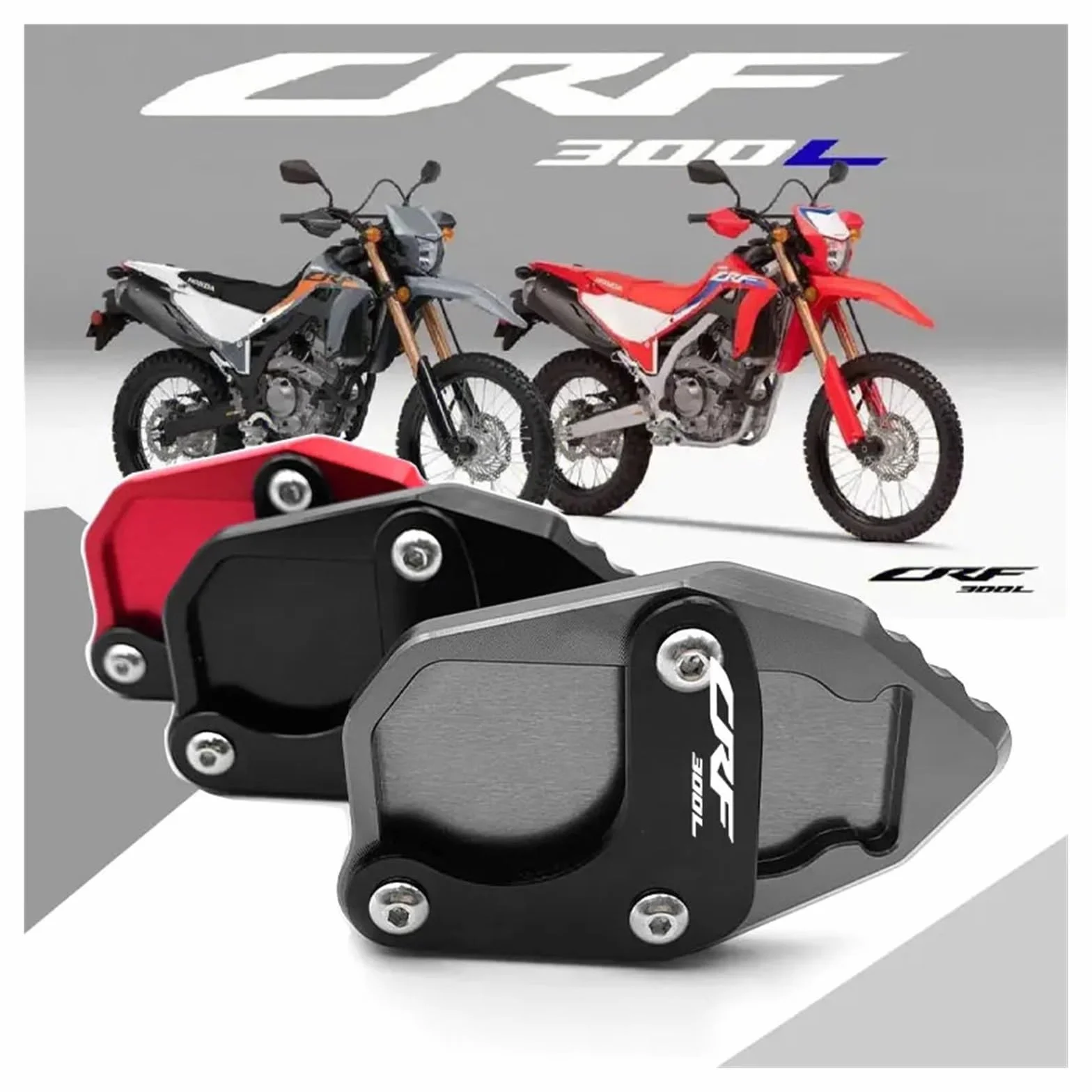 Compatible With CRF 300L CRF300L CRF300 Rally 2020 2021 2022 Motorcycle CNC Kickstand Extension Foot Side Stand Pad Support Plate(CRF300L)
