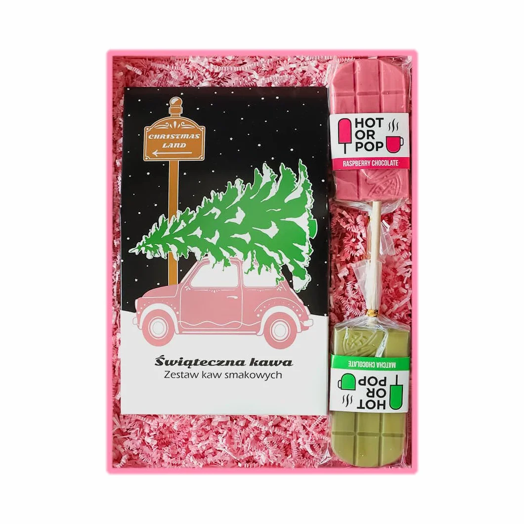 Christmas Land Box zestaw prezentowy kawa aromatyzowana PREMIUM 10szt. czekoladowy lizak 2szt.