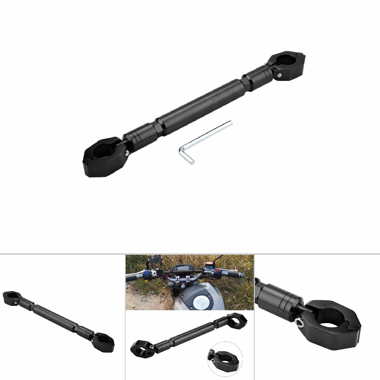 Ejoyous Motocyklowa Poprzeczka, Motocyklowa Bilans Bilansowy Wykonany z Stopu Aluminium Universal dla Kierownicy 22 Mm z Wspornikiem, dla Akcesoriów, Takich Jak Lampa LED Uchwytu (BLACK)
