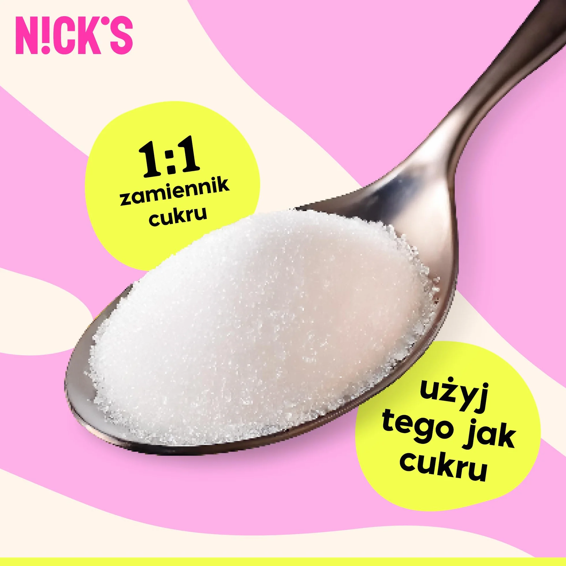 NICKS Use like sugar, idealna substancja słodząca do pieczenia mieszanka ksylitolu, erytrytolu, stewii i polidekstrozy, 1 do 1 niskokaloryczny zamiennik cukru, 1 kg