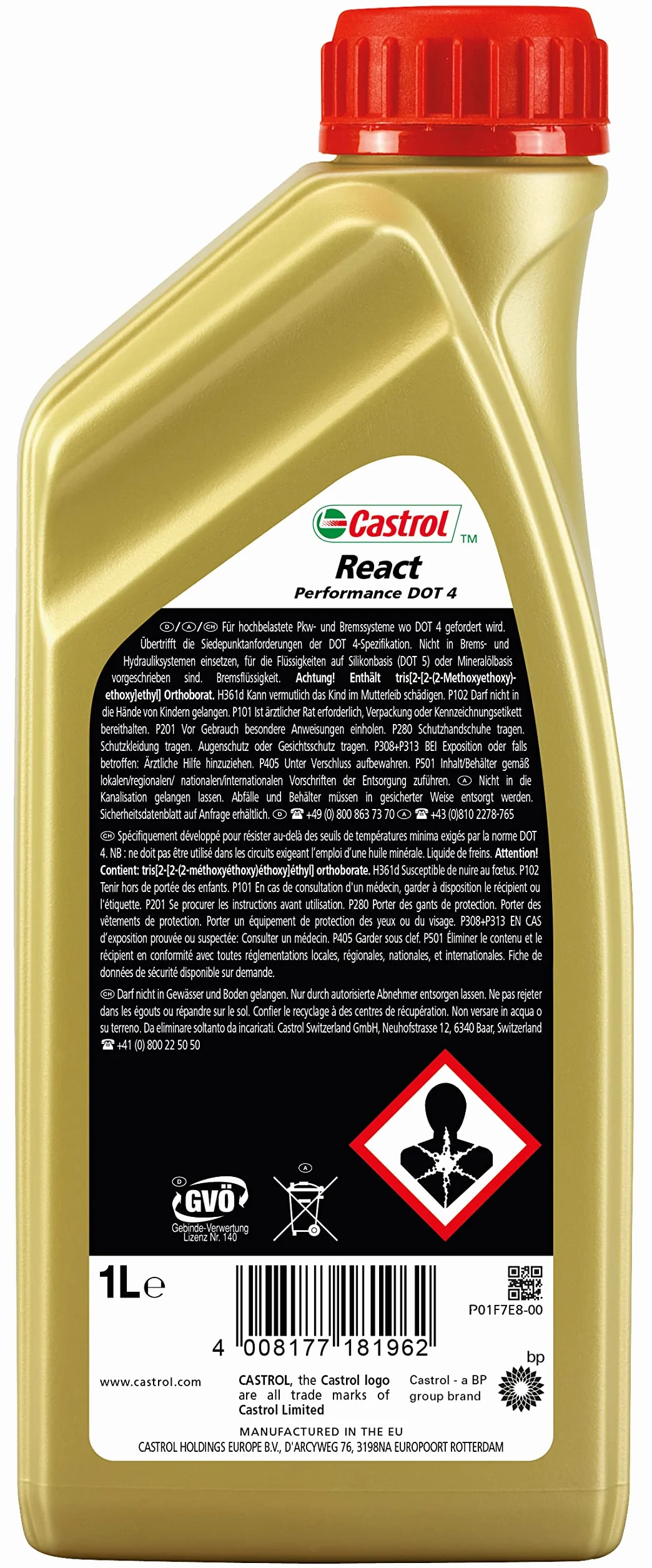 Castrol REACT PERFORMANCE DOT 4, 1 litr