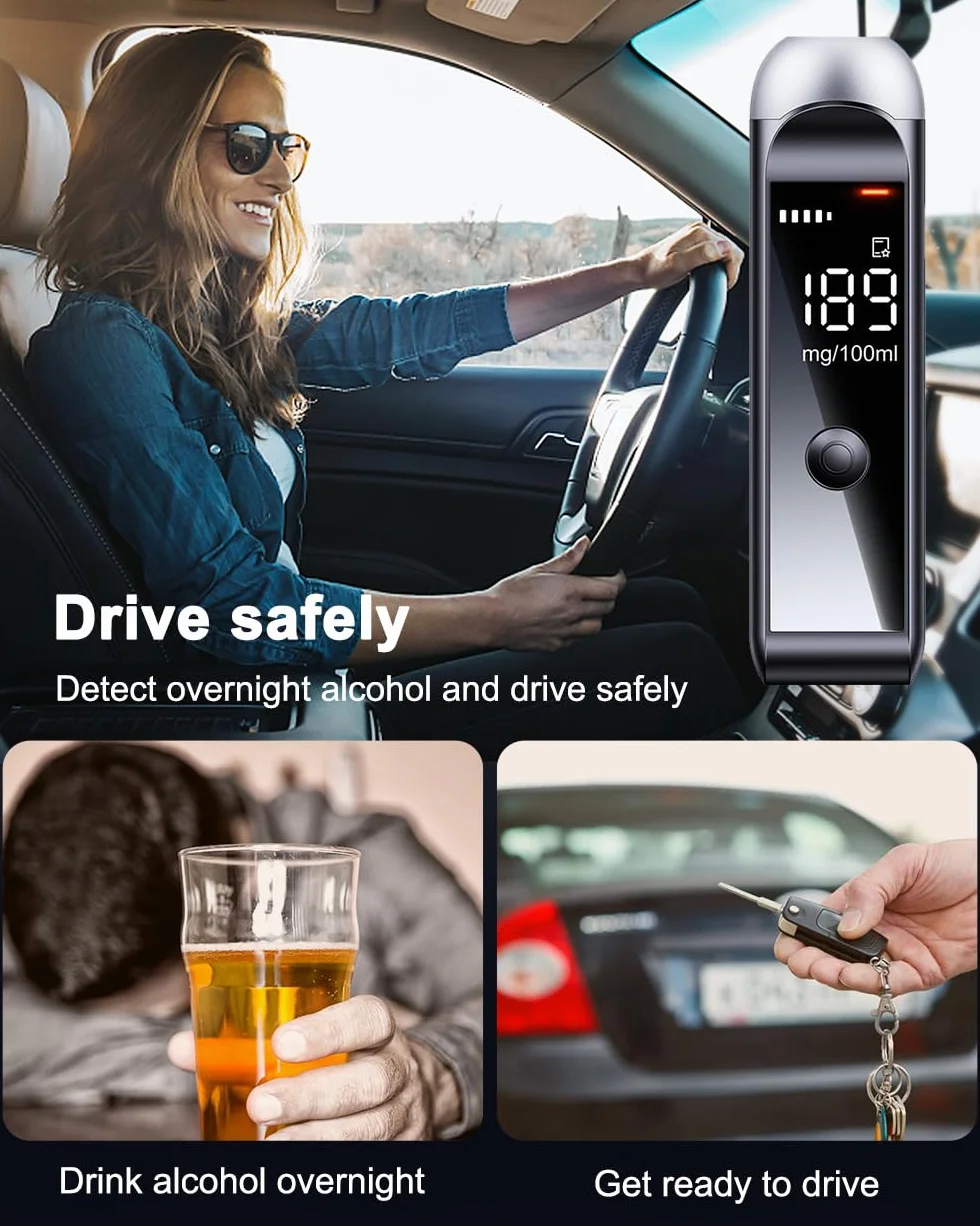 Breathalyzer Professional-Grade High Accuracy Alcohol Tester with LCD Digital Display Portable USB C