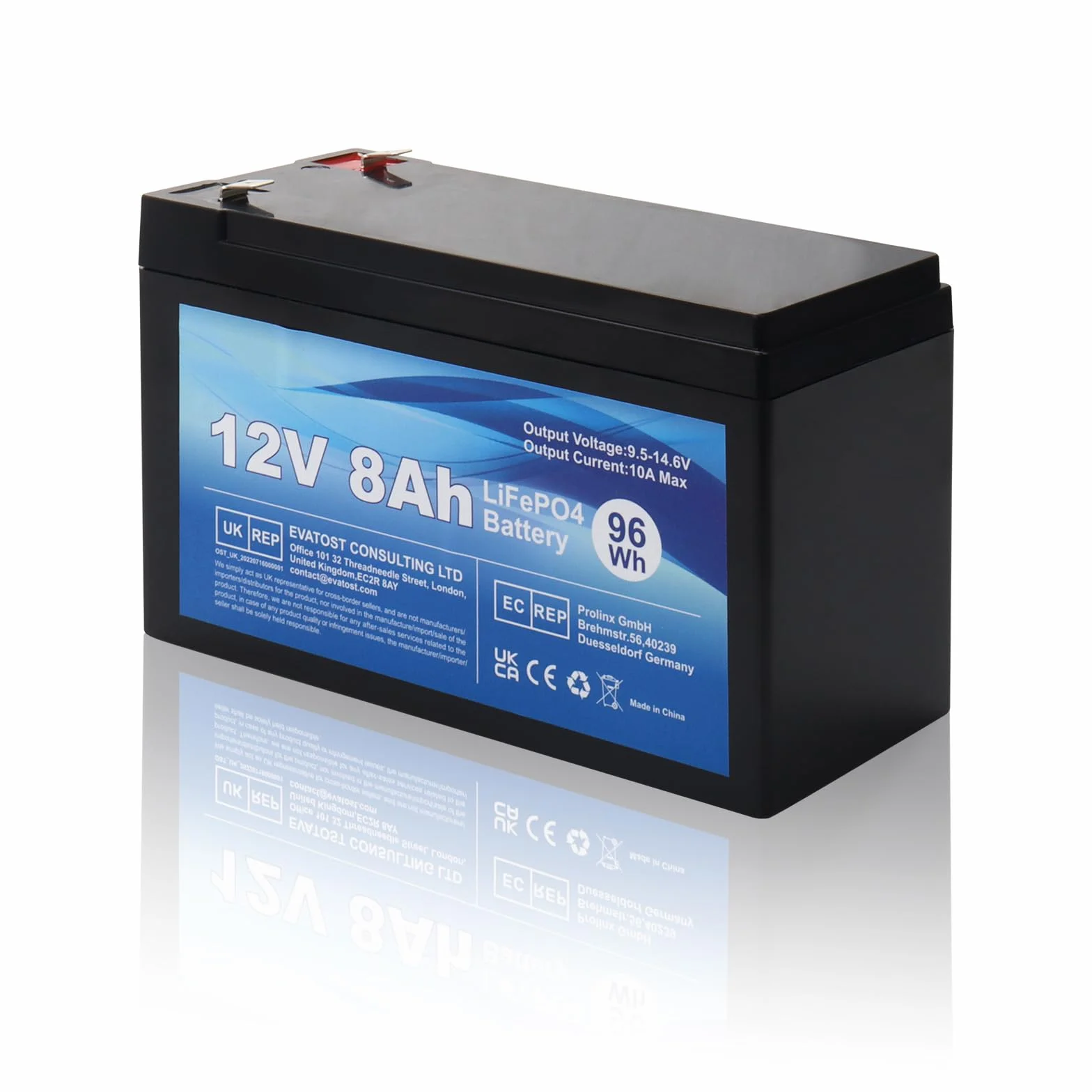 LiFePO4 12 V 8 Ah akumulator litowo-żelazowo-fosforanowy z BMS do samochodu dla dzieci, 4000 głębokich cykli do energii słonecznej, system alarmowy, aplikacje off-grid, kemping