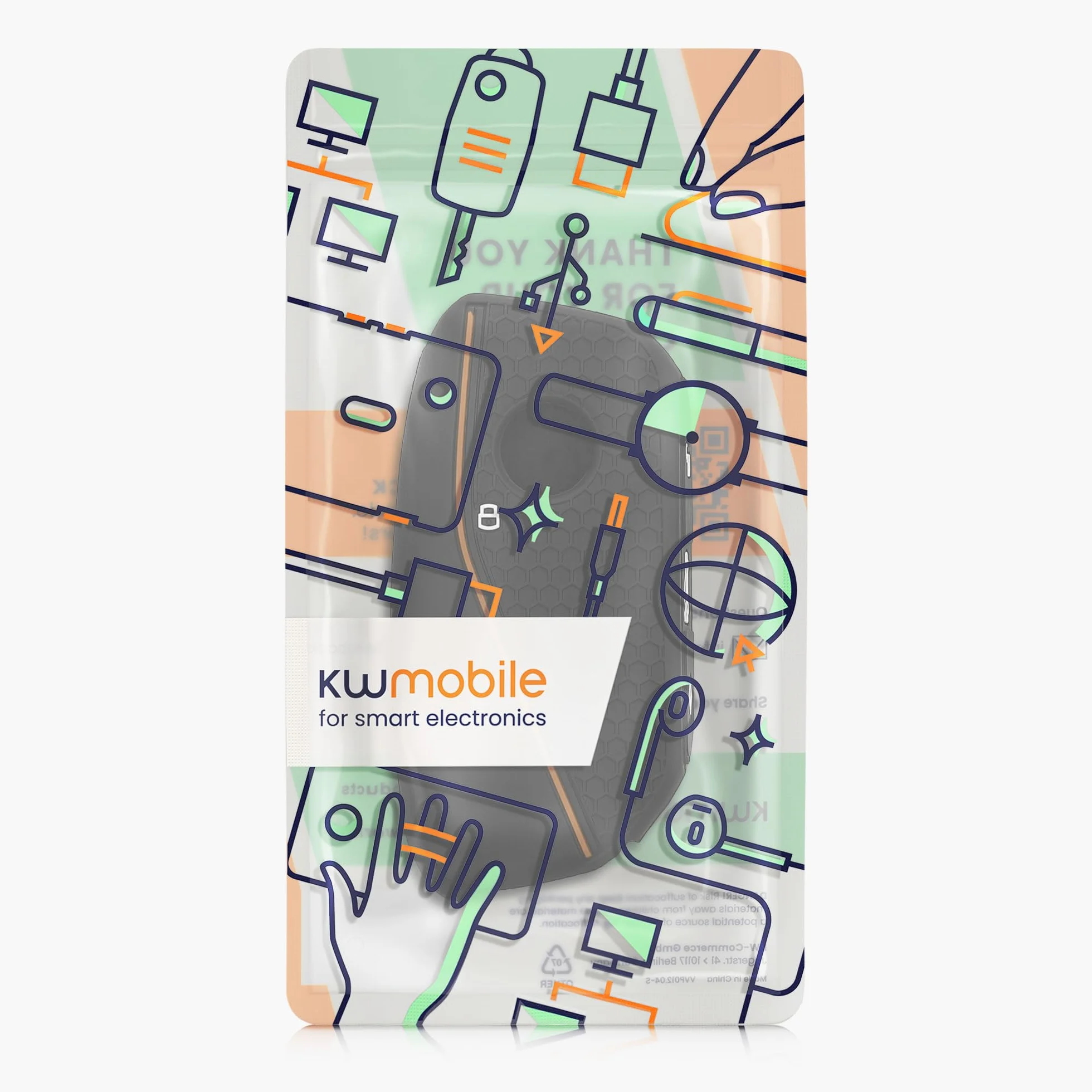 kwmobile Etui ochronne na kluczyki samochodowe, kompatybilne z BMW 4 przyciski, X7, X1, U11, iX ix1, 7, G07, I7, etui na kluczyki z silikonu, w kolorze czarno-pomarańczowym