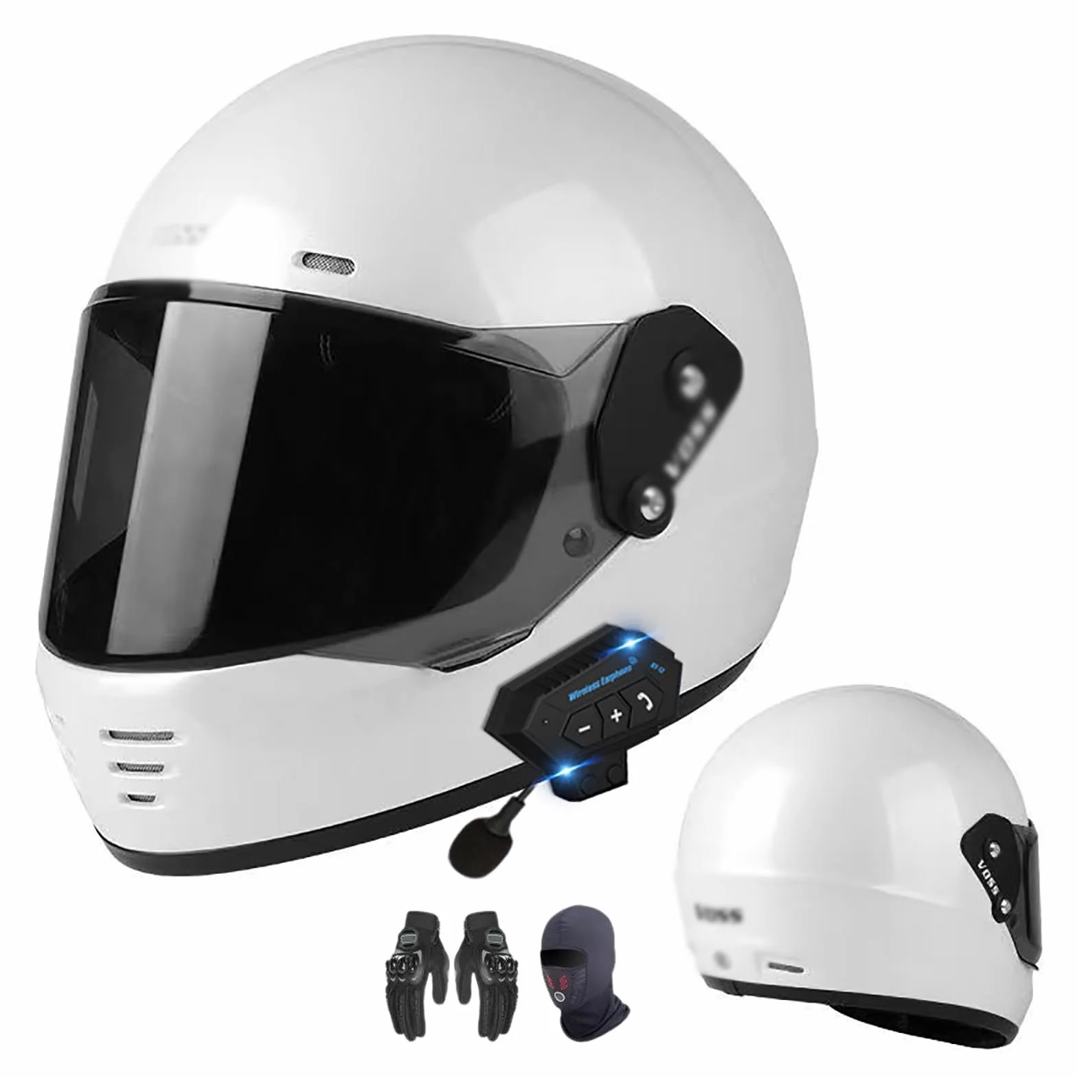 Kask szczękowy z Bluetooth, zintegrowany kask motocyklowy z podwójnym wizjerem, certyfikat ECE, kask integralny, z wbudowanym mikrofonem D1, rozmiar XXL = 63-64 cm