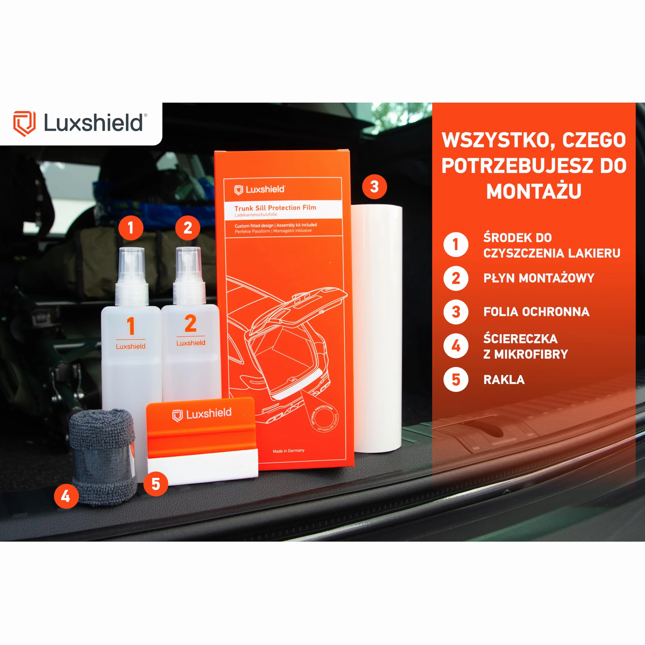 Luxshield folia ochronna na krawędź załadunkową kompatybilny z BMW X1 3 (III) U11 M Sport I 2022-2026 - ochrona przed zarysowaniami, folia ochronna na lakier - czarny karbon