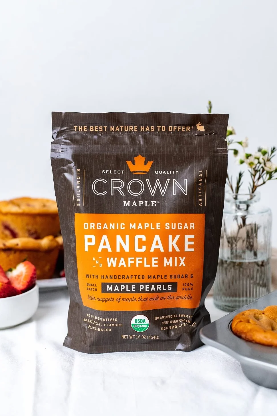 Crown Maple Organic Maple Sugar Pancake Mix 454 g mieszanka do pieczenia naleśników z cukrem klonowym