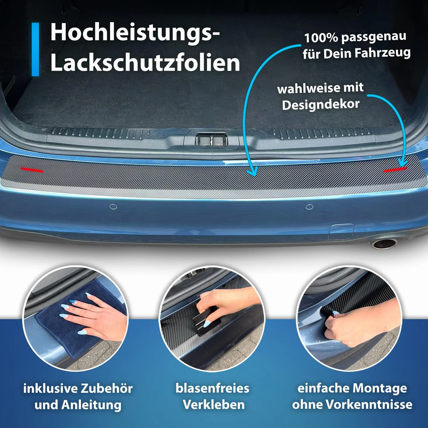 Osłona Progu Bagażnika do Audi A4 S4 B9 Avant 2015-2024 & S4/RS4 Kombi: Folia Ochronna o Wysokiej Wydajności dla Lakieru, Ochrona Przed Zadrapaniami Bagażnika i Zderzaka
