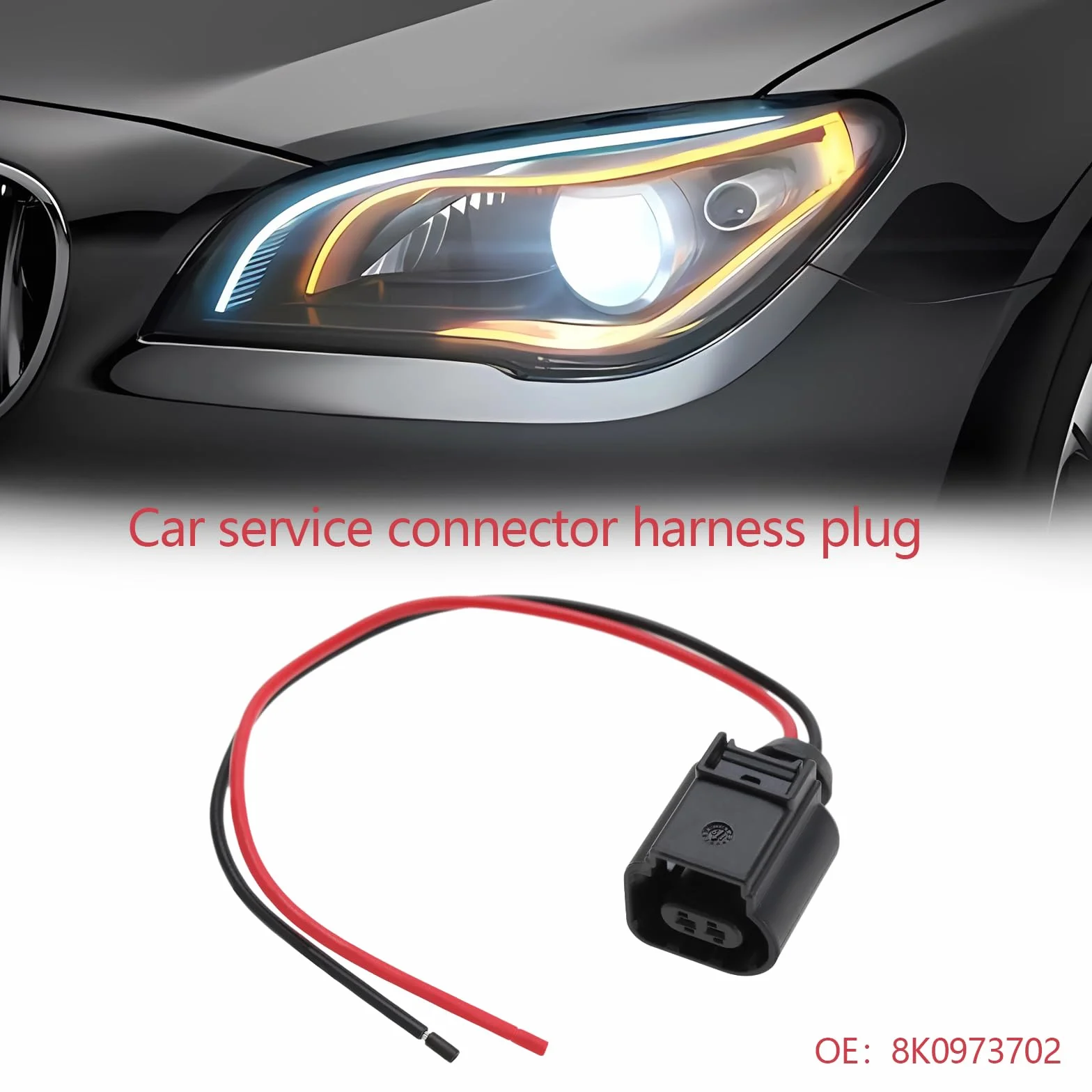 Create idea 1 x 2-pinowa wtyczka wiązki przewodów do naprawy samochodów, kompatybilna z VW, kompatybilna z Audi, kompatybilna z Seat, kompatybilna ze Skoda 8K0973702