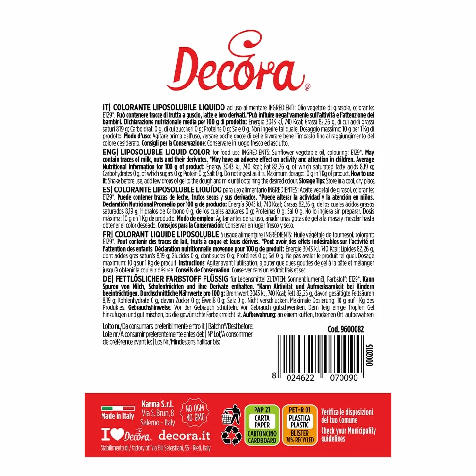 Decora czerwony płynny liposoluble kolor 15 g