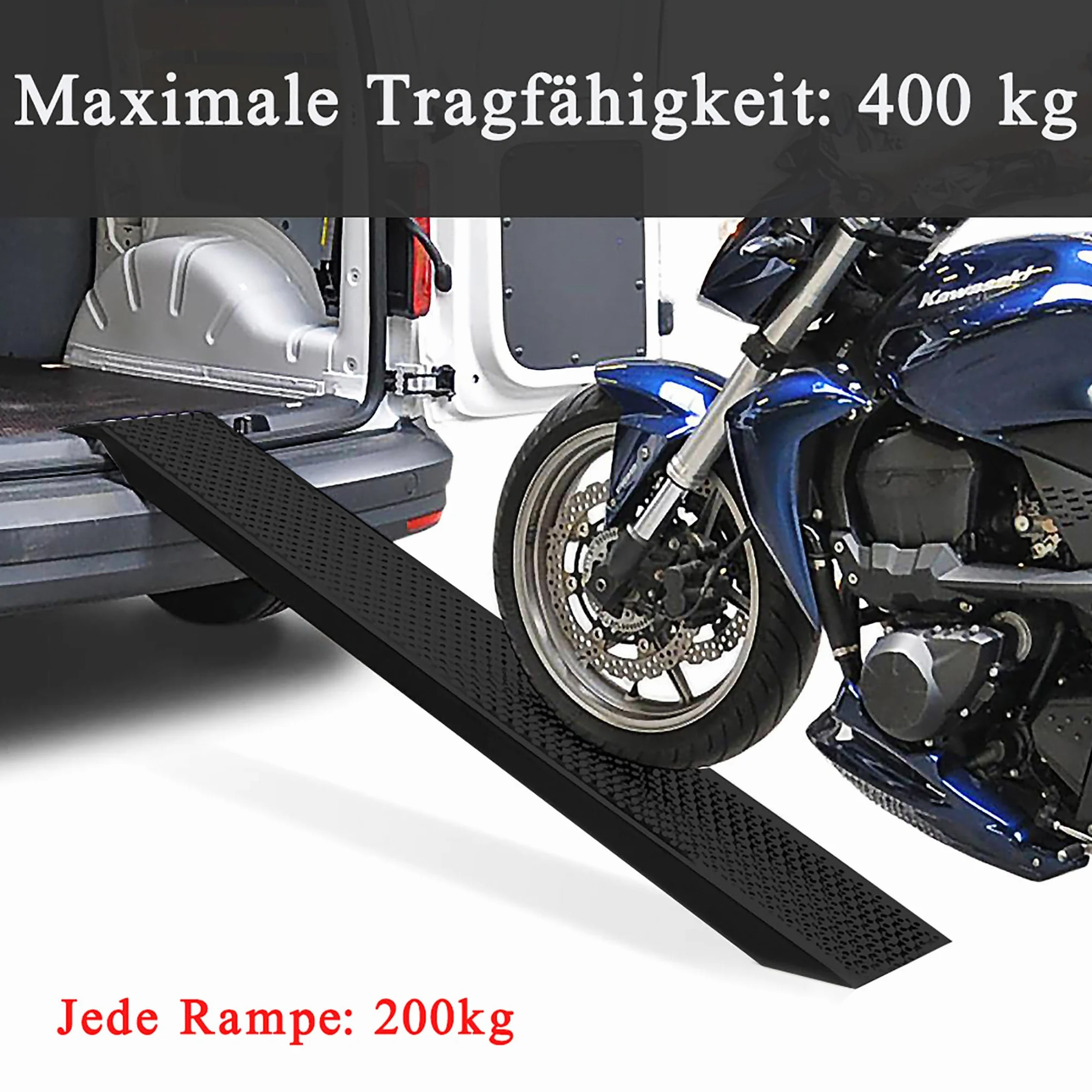 UISEBRT Rampa najazdowa, 2 sztuki, rampa załadunkowa, do 400 kg – 135 cm, stal ocynkowana, szyna załadunkowa, antypoślizgowa rampa do przyczepy, do samochodu, motocykla, kosiarki, kolor czarny