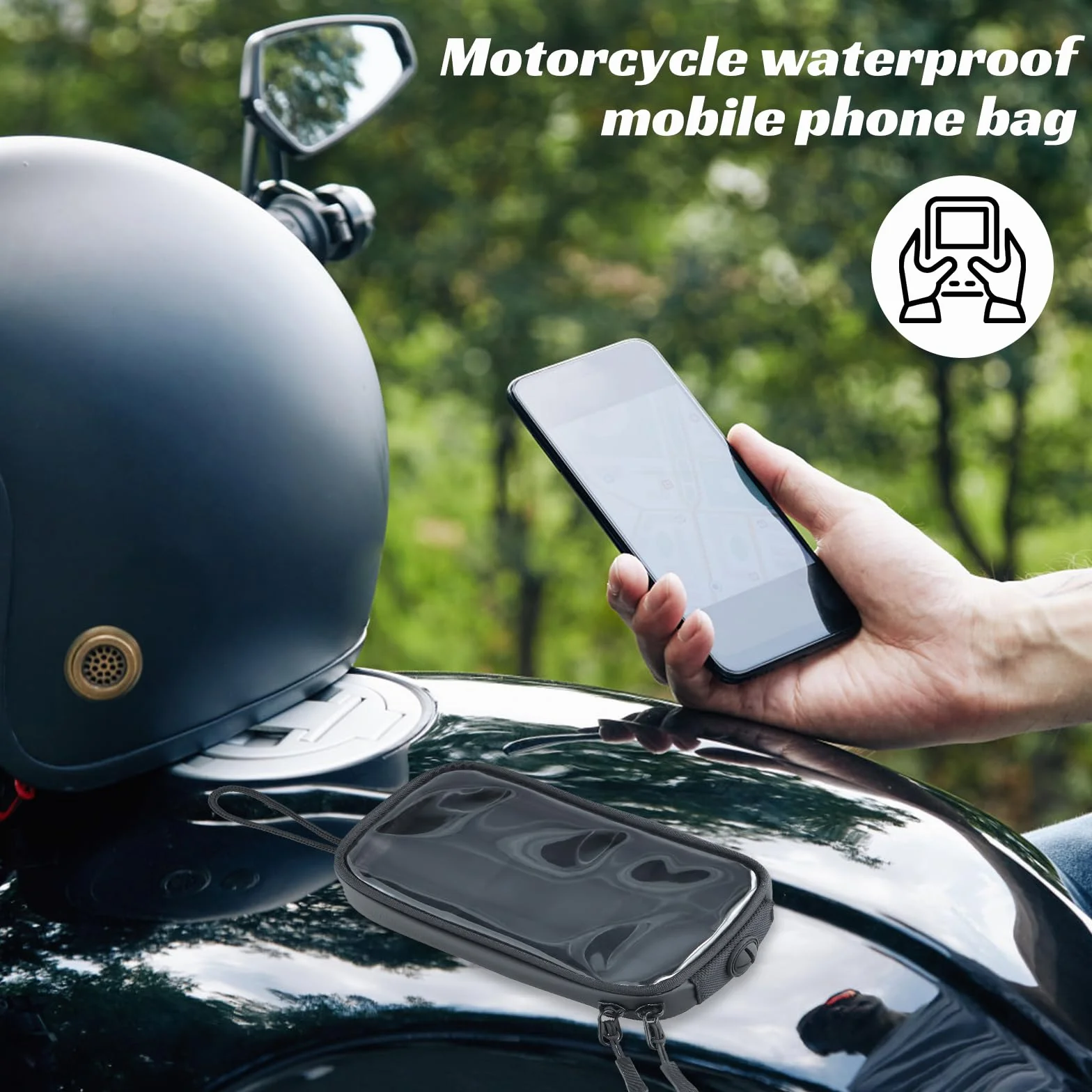 Uniwersalna torba na zbiornik dla motocykla z magnetycznym uchwytem dla telefonu i przezroczystym okienkiem