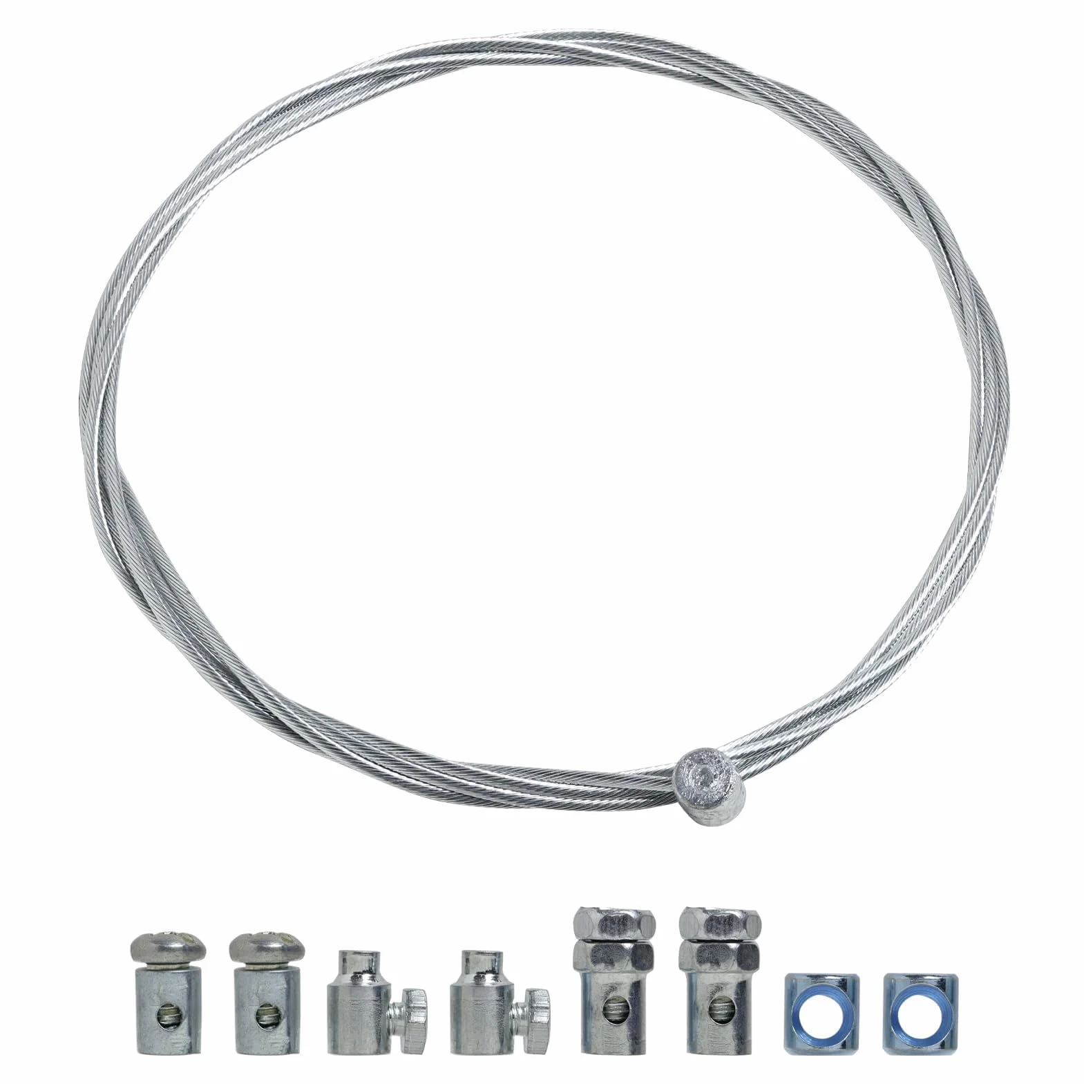Kabel sprzęgła Ø 2 mm, uniwersalny, 2 m, z zaciskiem kablowym, do motocykli, motorowerów, rowerów crossowych – wytrzymała lina sprzęgła ze stali ocynkowanej (1 kabel łączący)
