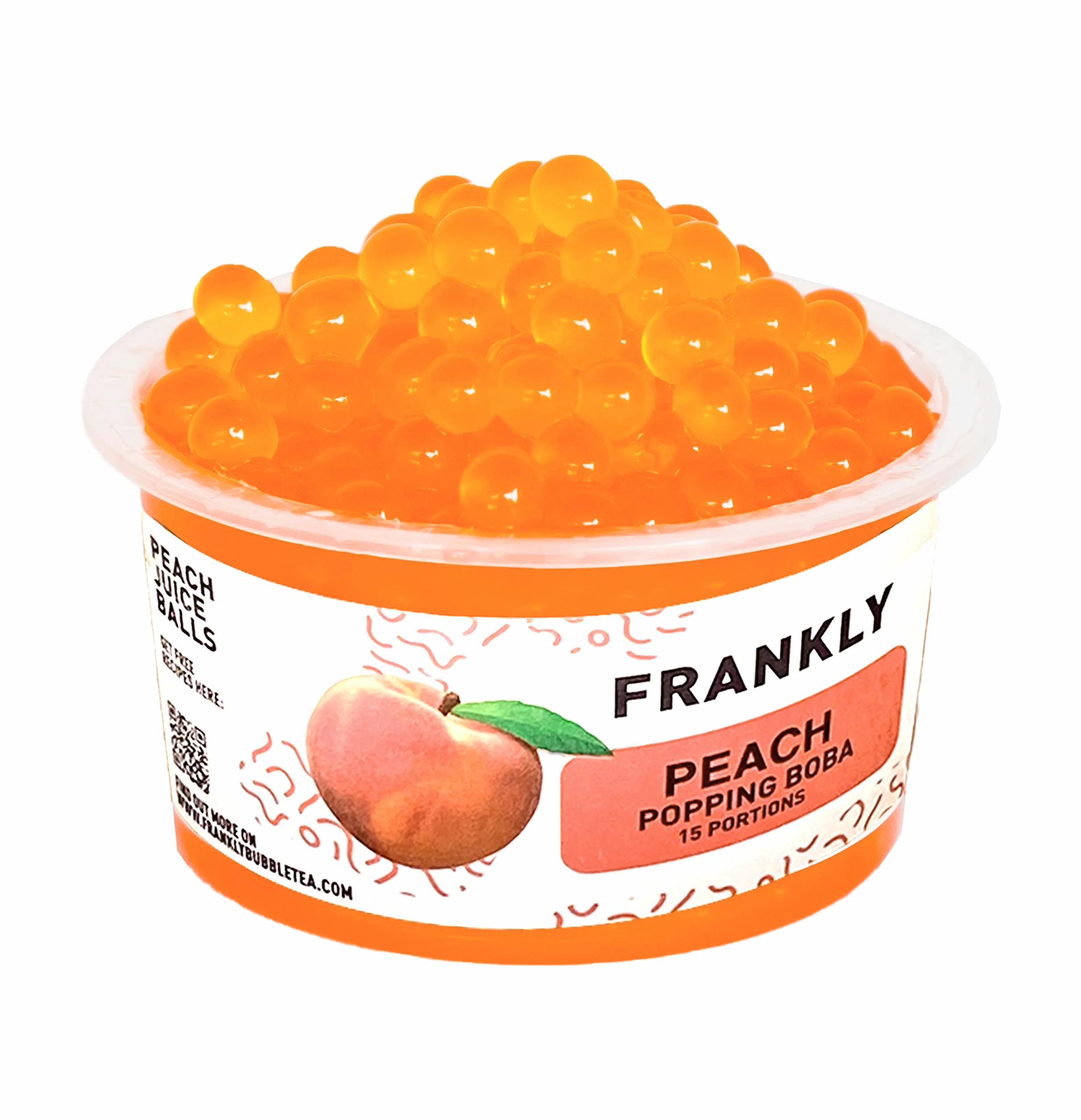 FRANKLY Popping Boba - Pour le Bubble Tea, les yaourts, les gâteaux et les desserts. (Pêche, 450g)