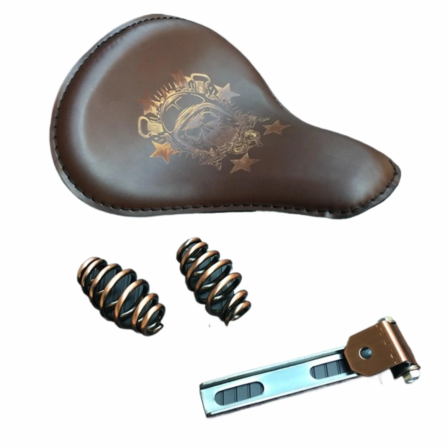 Poduszka Do Softail Chopper Bobber | Uniwersalny fotel kierowcy jednoosobowy w kolorze czarno-brązowym z uchwytem do mocowania(D)