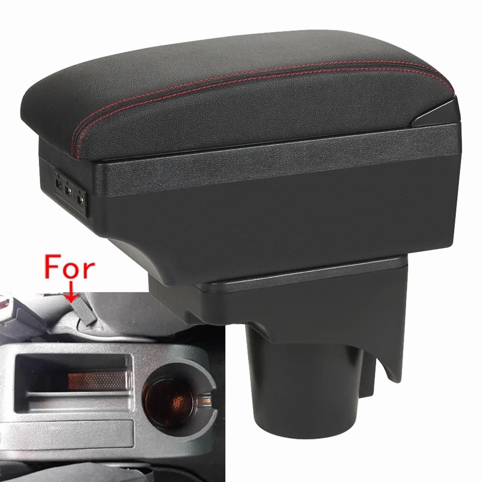 Armsteun Richter Bush Podłokietnik Box pasuje do VW Golf 6 Golf 5 Mk6 MK5 Jetta 5 Podłokietnik samochodowy pasuje do VW Sagitar Schowek Wnętrze(C1 Black red NO USB)