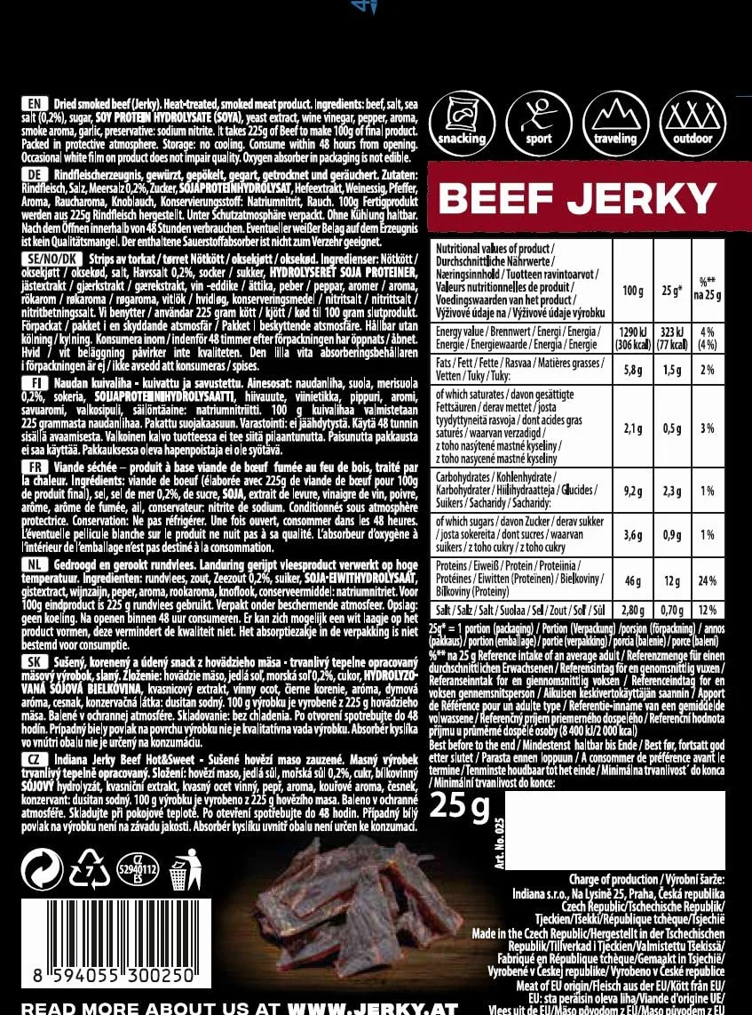 Beef Jerky (Beef Hot & Sweet, 25 g x 15 szt.)