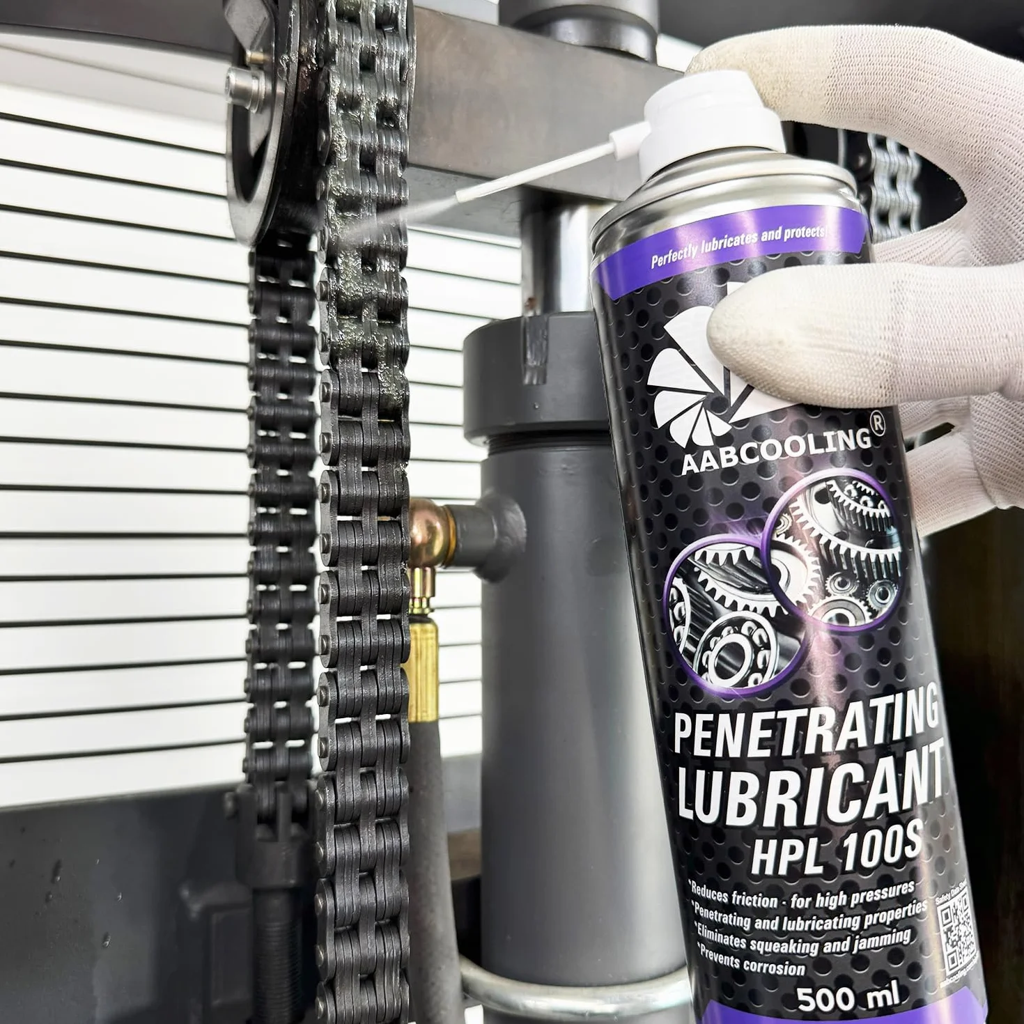AABCOOLING HPL 100S Smar penetrujący w sprayu 500 ml – smar rolniczy do łańcuchów i przegubów, produkt wielofunkcyjny, do stosowania w ciągnikach i sprzęcie rolniczym, smar K8