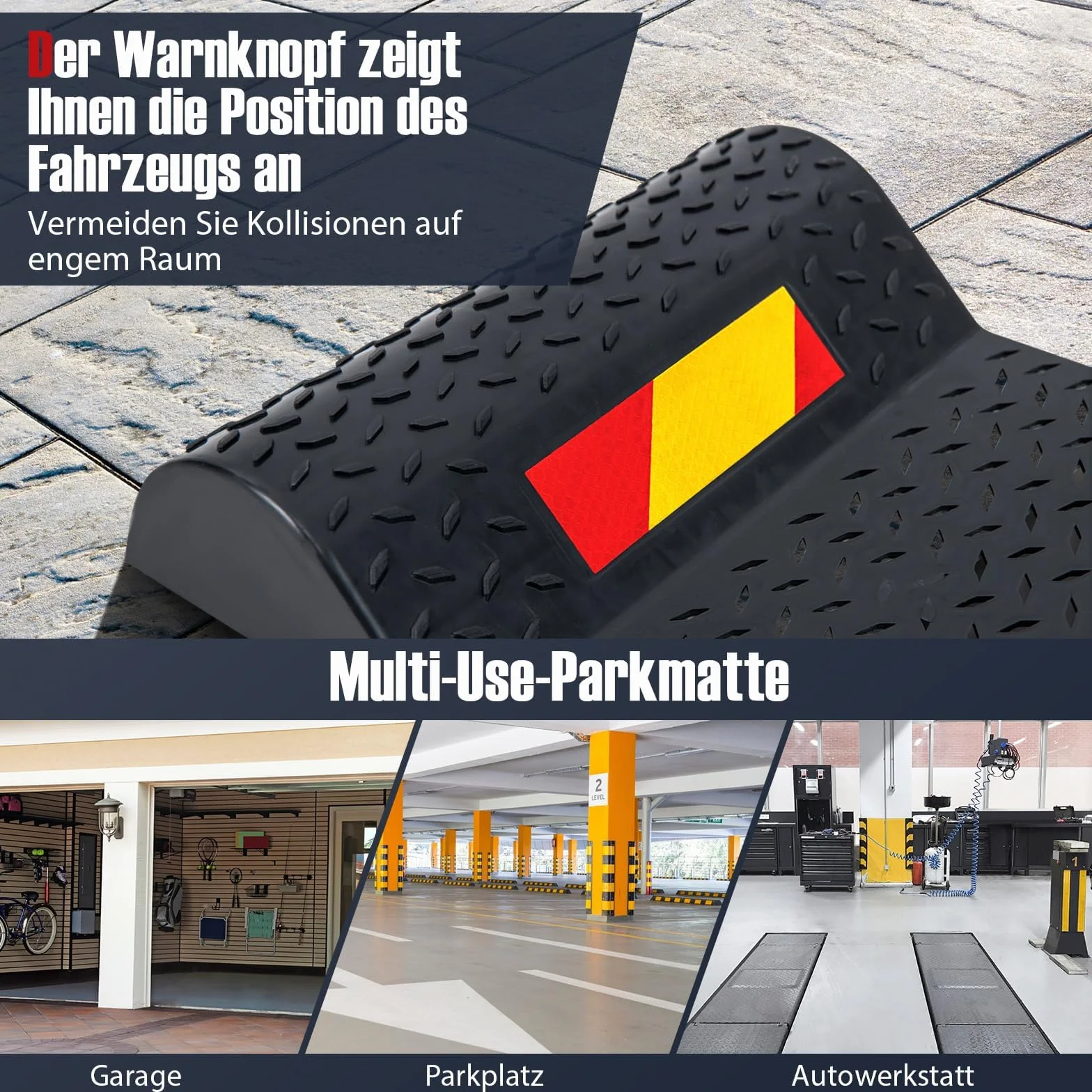 COSTWAY Zestaw 2 sztuk antypoślizgowych mat do parkowania z progiem hamulcowym