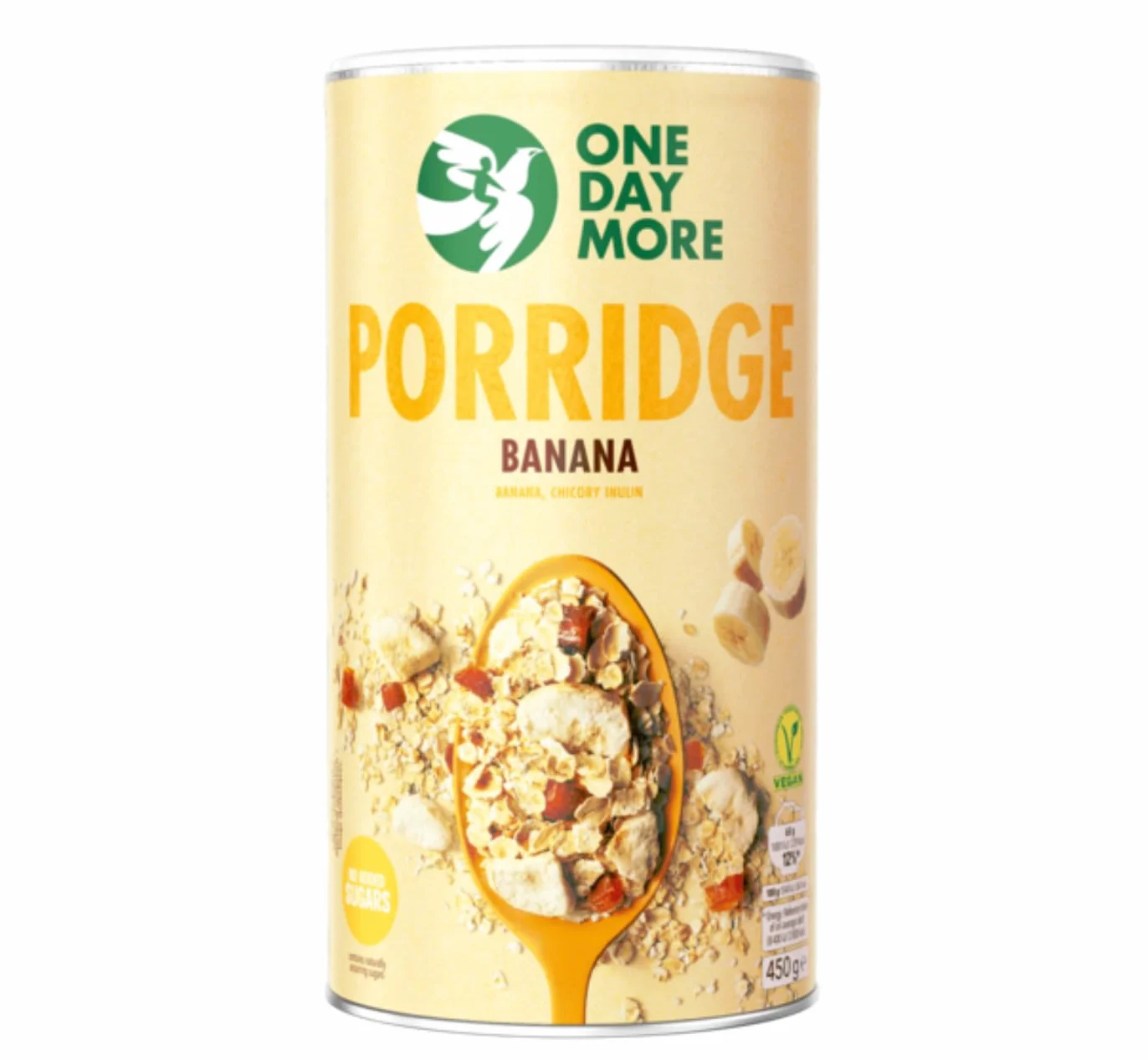 OneDayMore Owsianka bez cukru z bananami 1350 g musli wegańskie płatki owsiane 100% naturalne składniki 3 sztuki