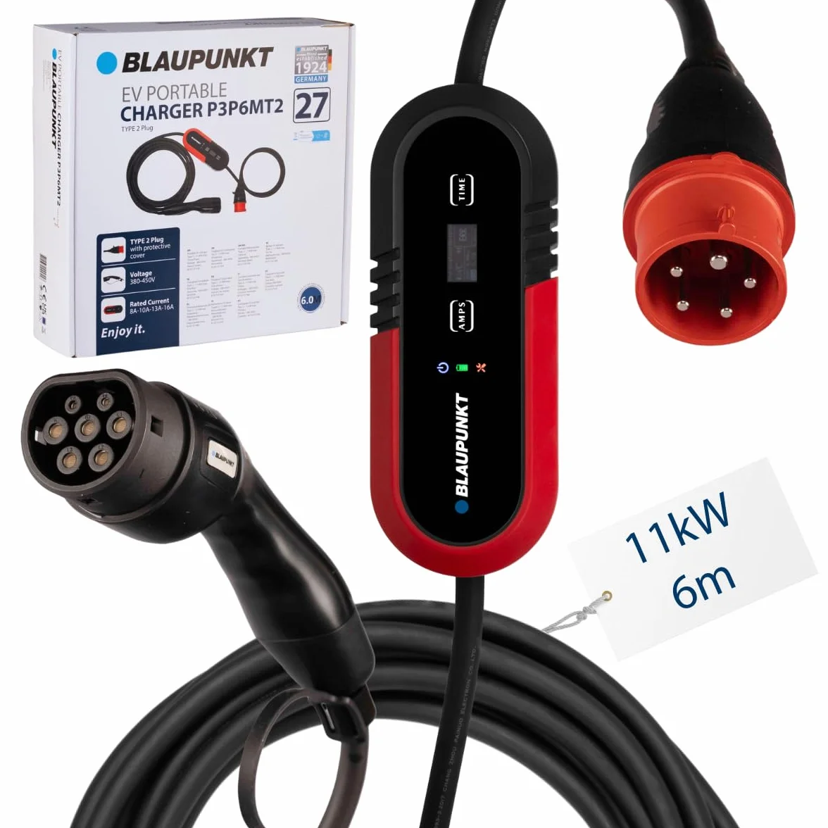 Blaupunkt P3P6MT2 przenośna stacja ładująca do samochodu elektrycznego typ 2 16 A 11 kW