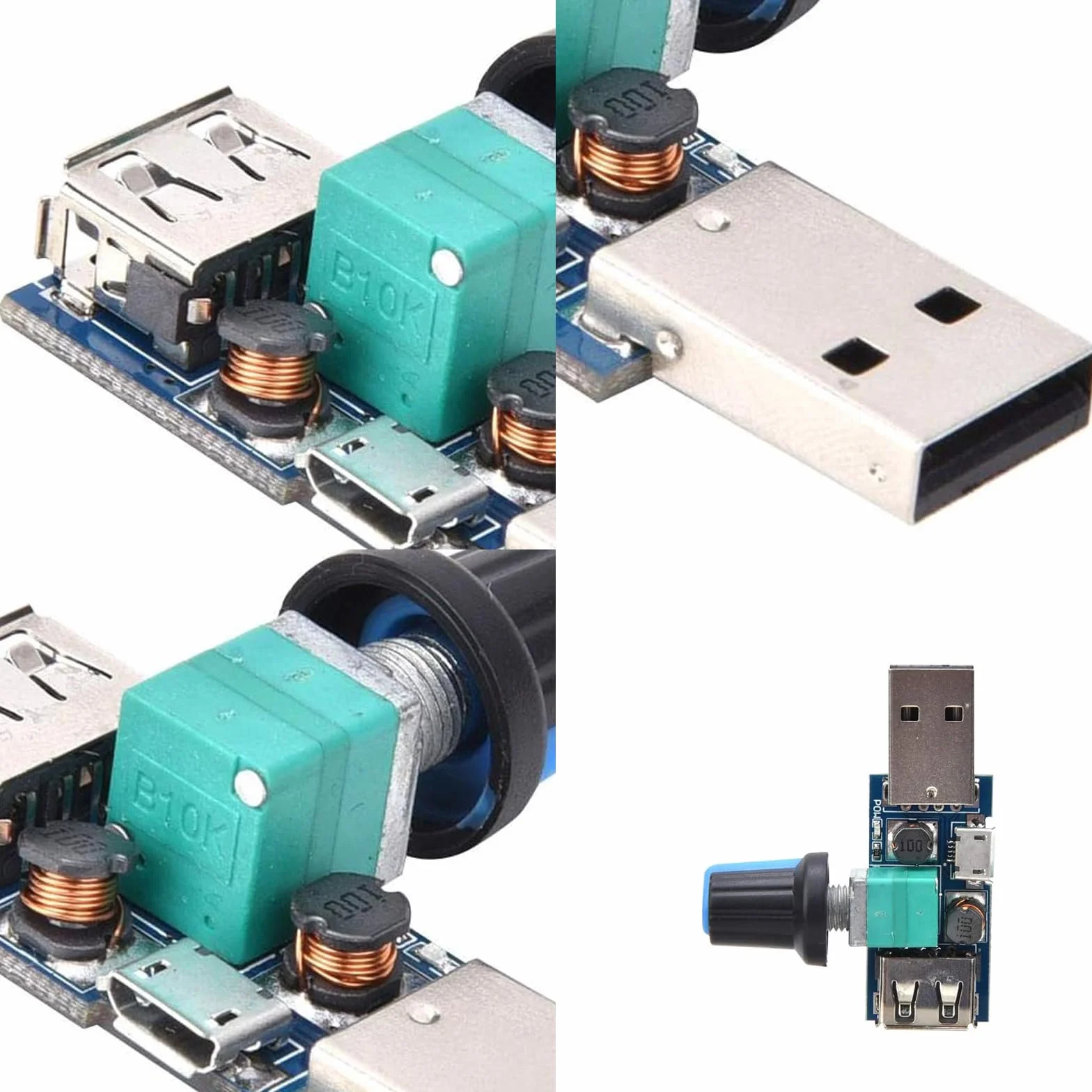 GERUI Mini wentylator 5 V, regulator prędkości obrotowej USB, regulator prędkości obrotowej DC 4-12 V do 2,5-8 V, regulator prędkości obrotowej z przełącznikiem