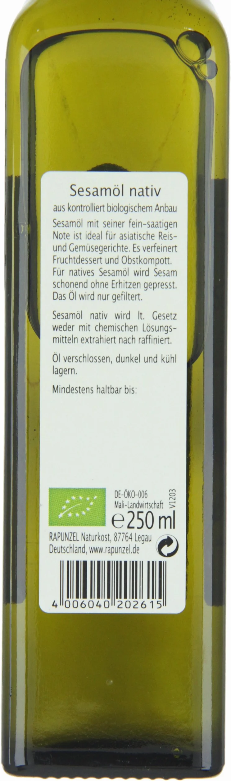 Rapunzel Olejek sezamowy, 1 opakowanie (1 x 250 ml) - Bio