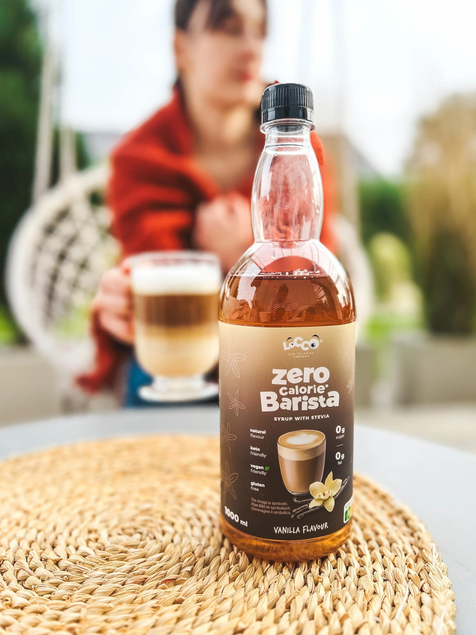 LoCCo Syrop Barista do Kawy ze Stewią Karmelowy 1L Zero Kalorii Bez Cukru Keto