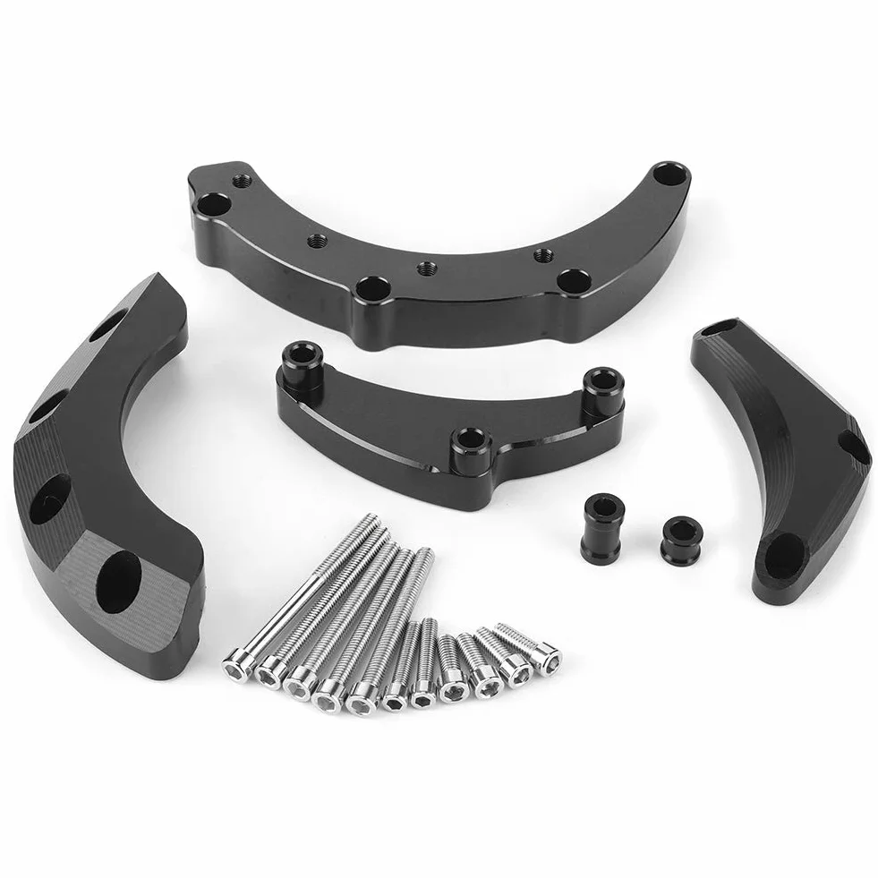 Duokon Płyty mocujące osłona silnika motocykla zderzak rama ze stopu aluminium dla MT-09 FJ-09 XSR900 czarny