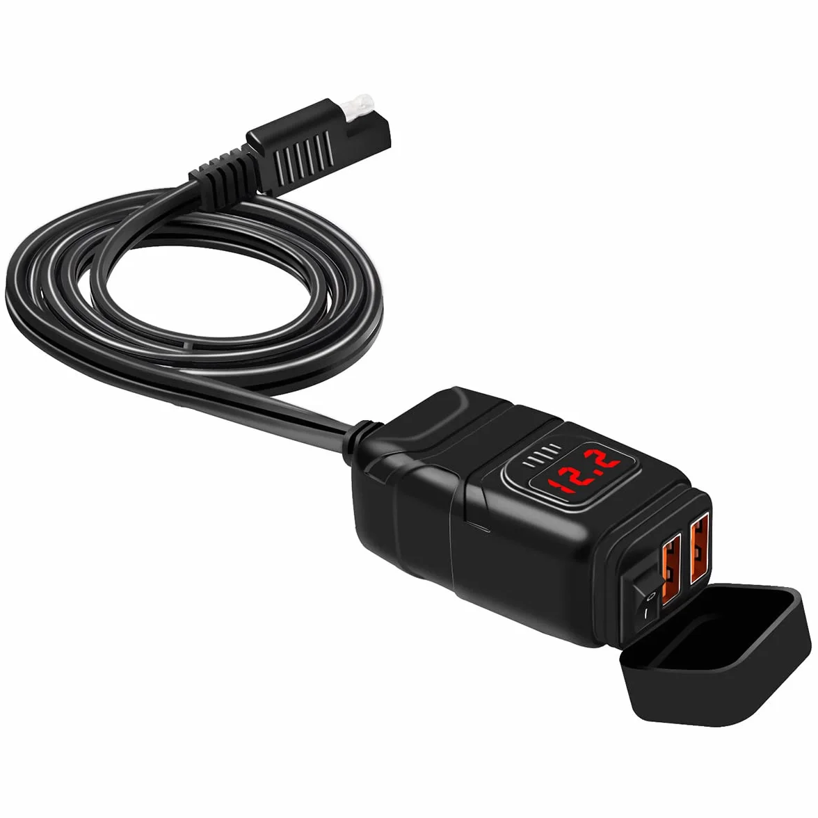 Ładowarka USB Moto wyposażona w wodoodporny woltomierz i ochronę ładowania łodzi samochodu/motocykla/telewizora/SUV/DC12V