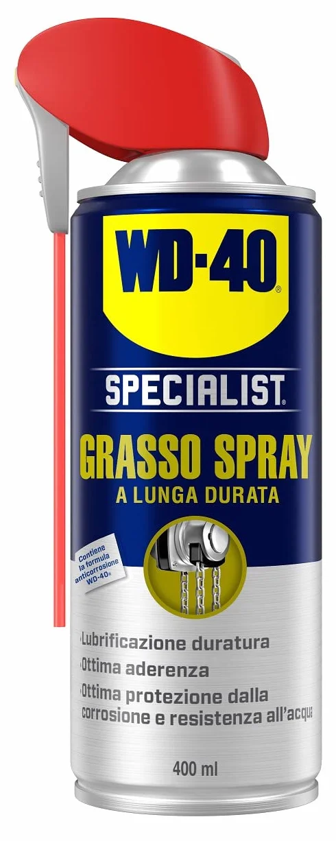 WD-40 - Specjalista – smar w sprayu – długotrwały środek smarny – optymalna przyczepność i szczelność – wysoka odporność na wodę, korozję i temperaturę (-20°C do +115°C) – do wszystkich metali – 400