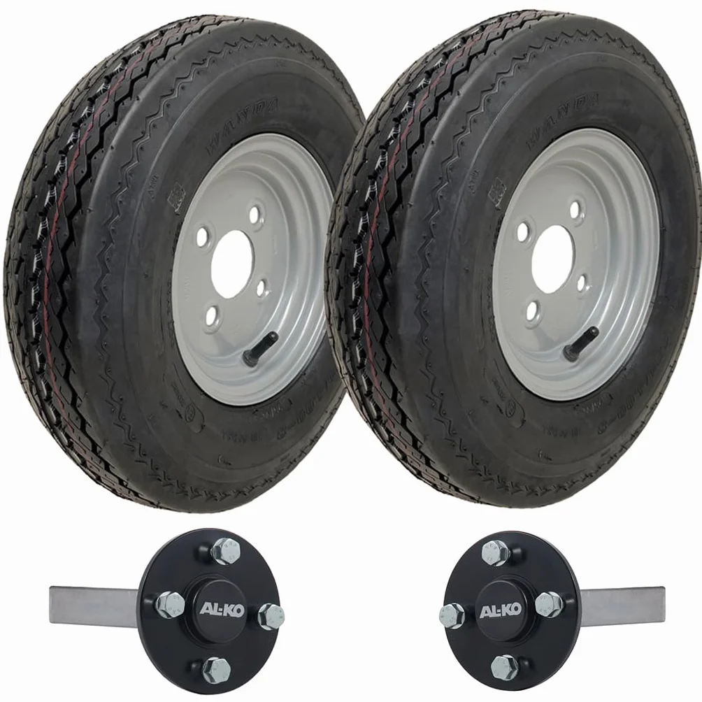 Zestaw do przyczep 4.80/4.00x8, koła 6-warstwowe P811 4/100mm PCD, piasta ALKO, osie ze śrubami, 690 kg