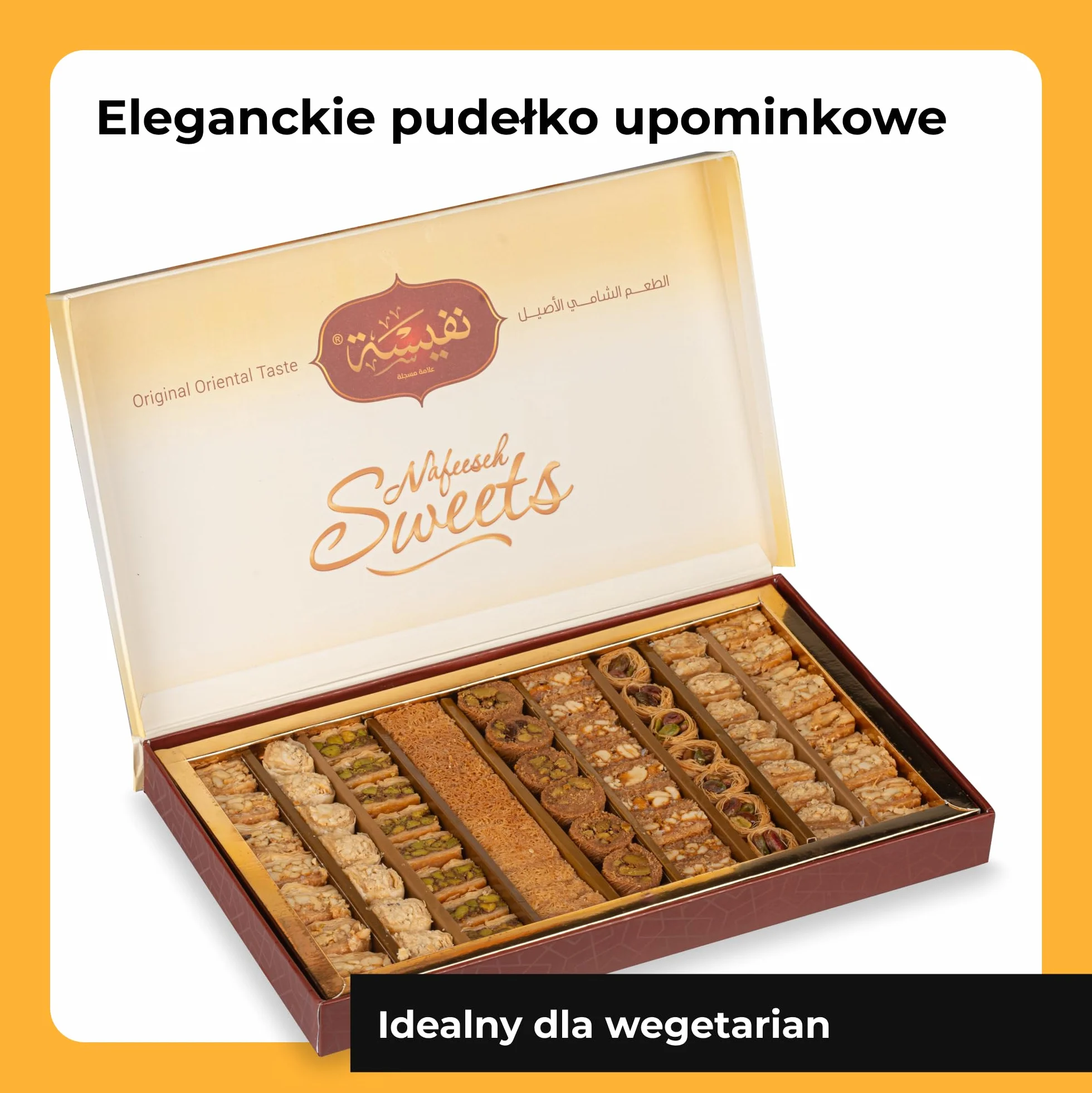 Baklava 750g, 68 sztuk I Baklava asortyment z pistacjami i orzechami nerkowca I Eleganckie pudełko upominkowe I Bez konserwantów, bez dodatków, bez barwników I Tradycyjne ciasto orientalne