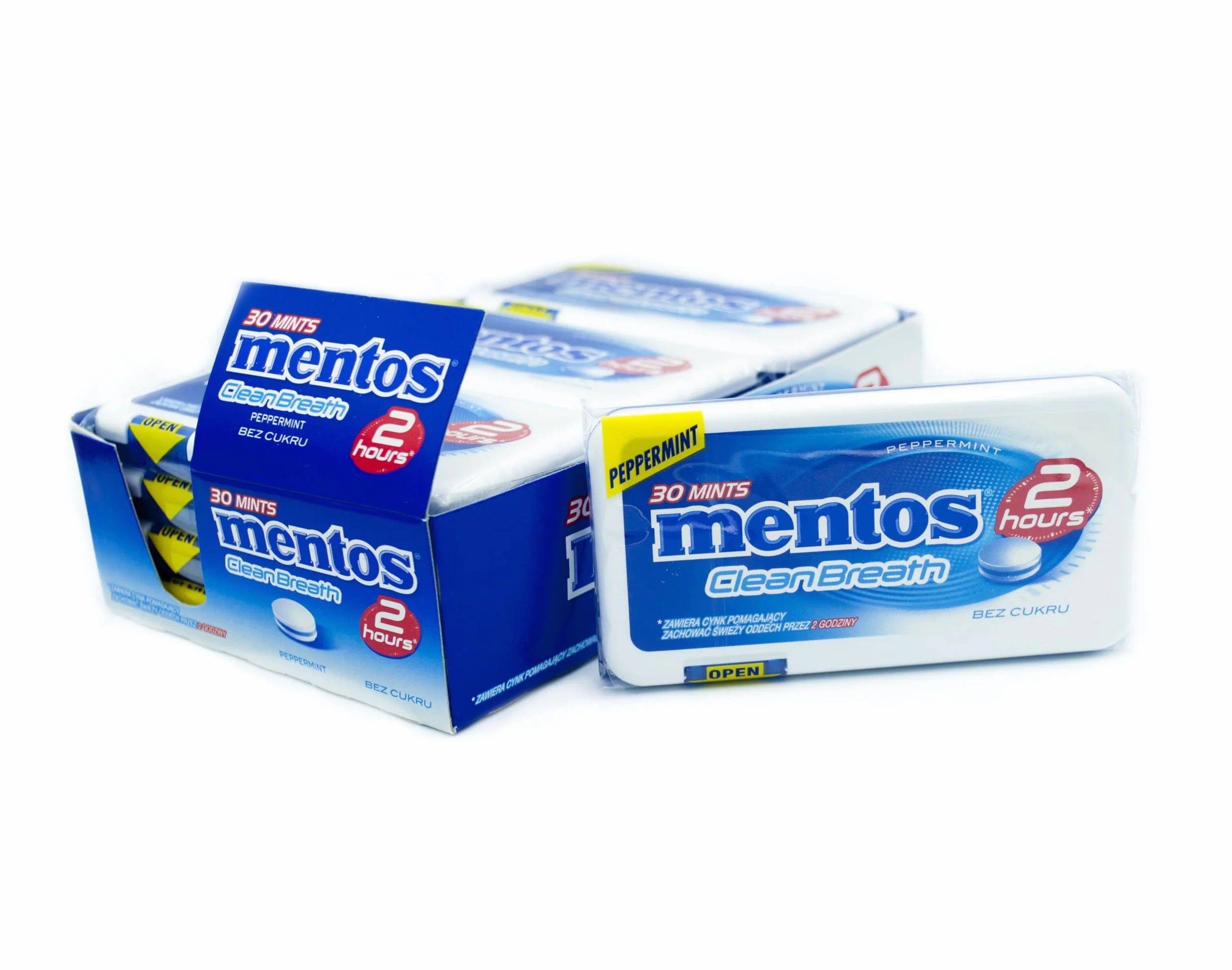 Fresh Windsurfing Mentos Clean Breath pastylki miętowe 12 sztuk x 21 g duże opakowanie rodzinne cukierki miętowe, Mi?ta pieprzowa, 21g