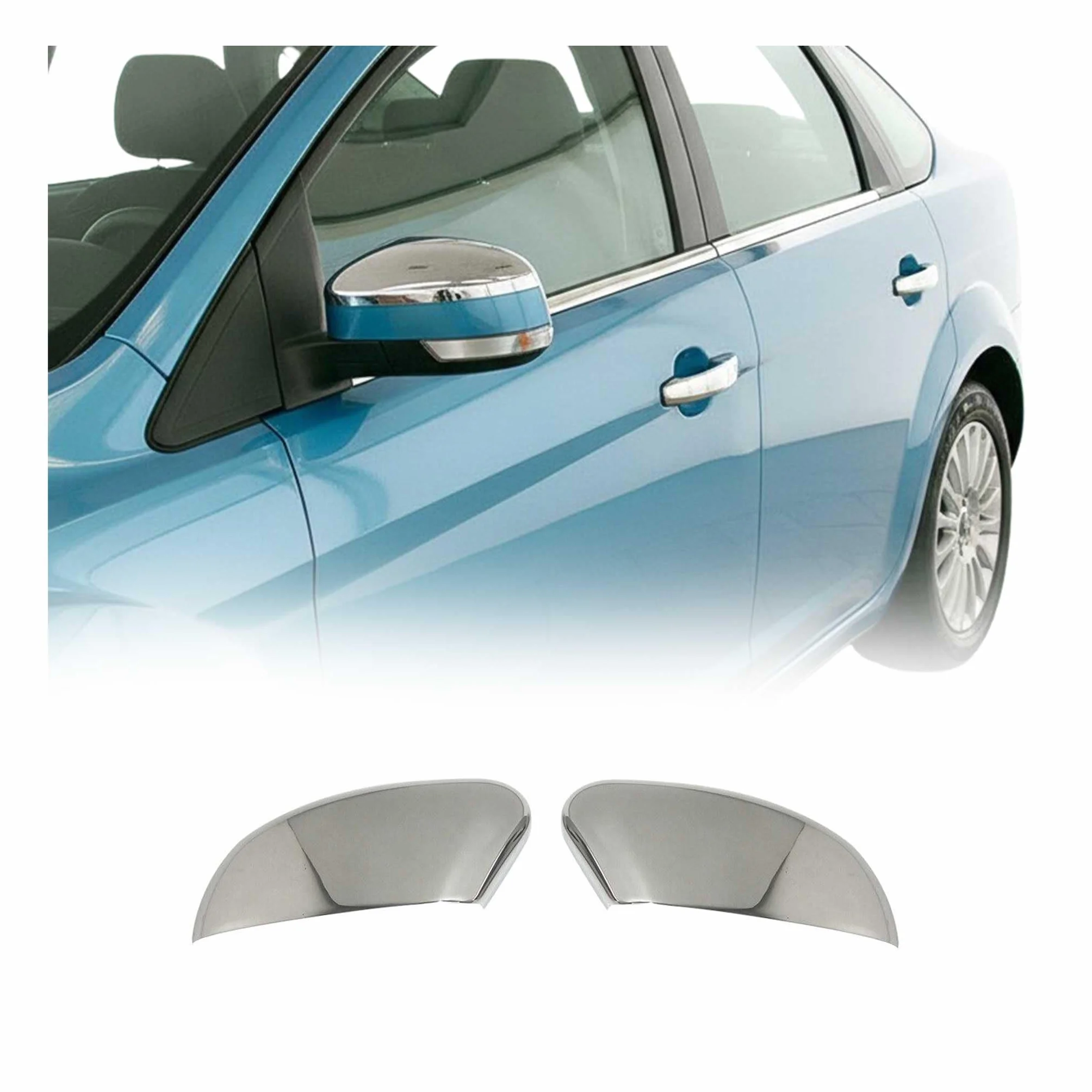 OMAC Nakładki na Lusterka Spiegelabdeckung kompatybilny z Ford Mondeo Limo 2007-2015 Stal Nierdzewna Srebrny