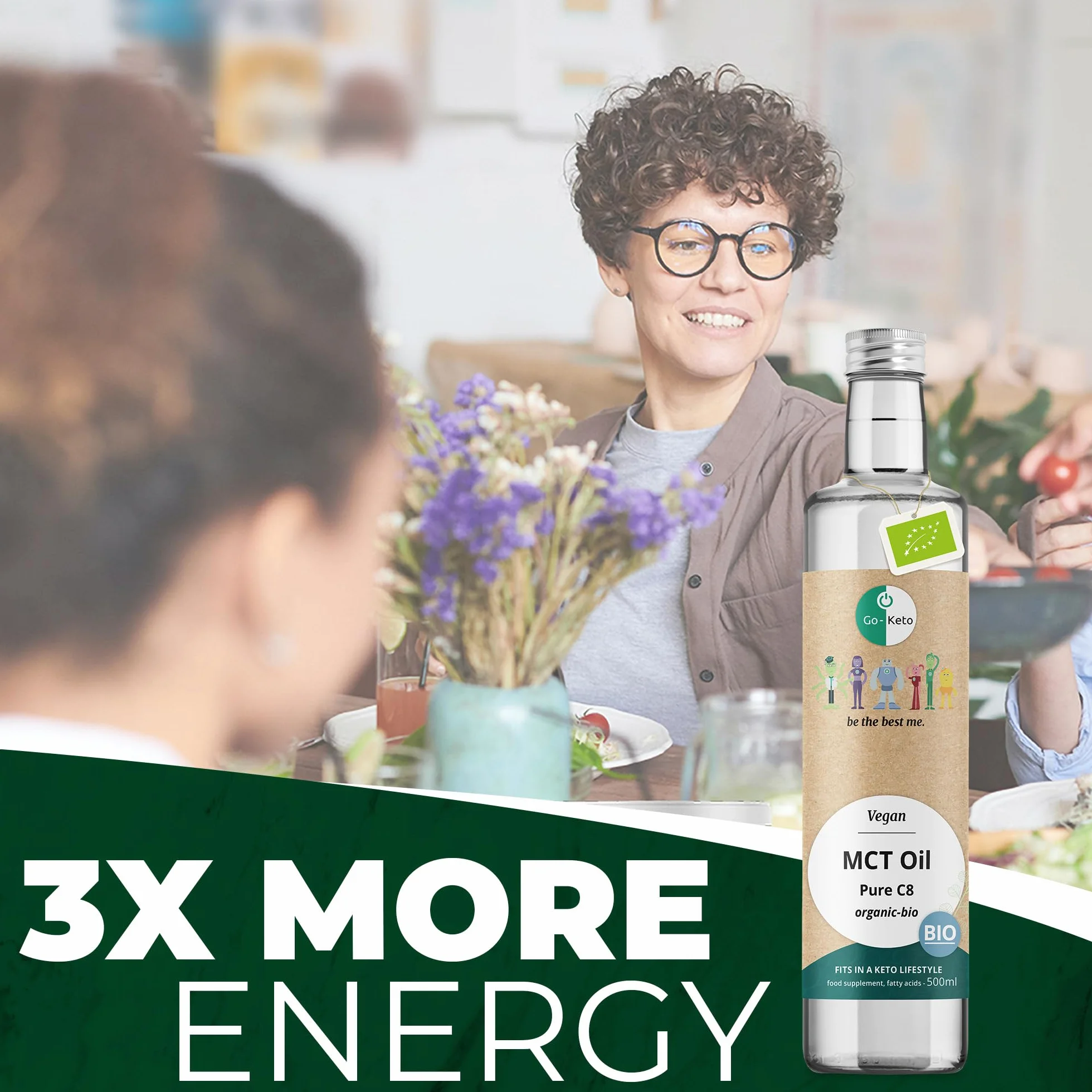 Go-Keto BIO MCT Oil C8 500ml – organiczny olej MCT C8 z BIO oleju kokosowego, Keto Coffee Creamer