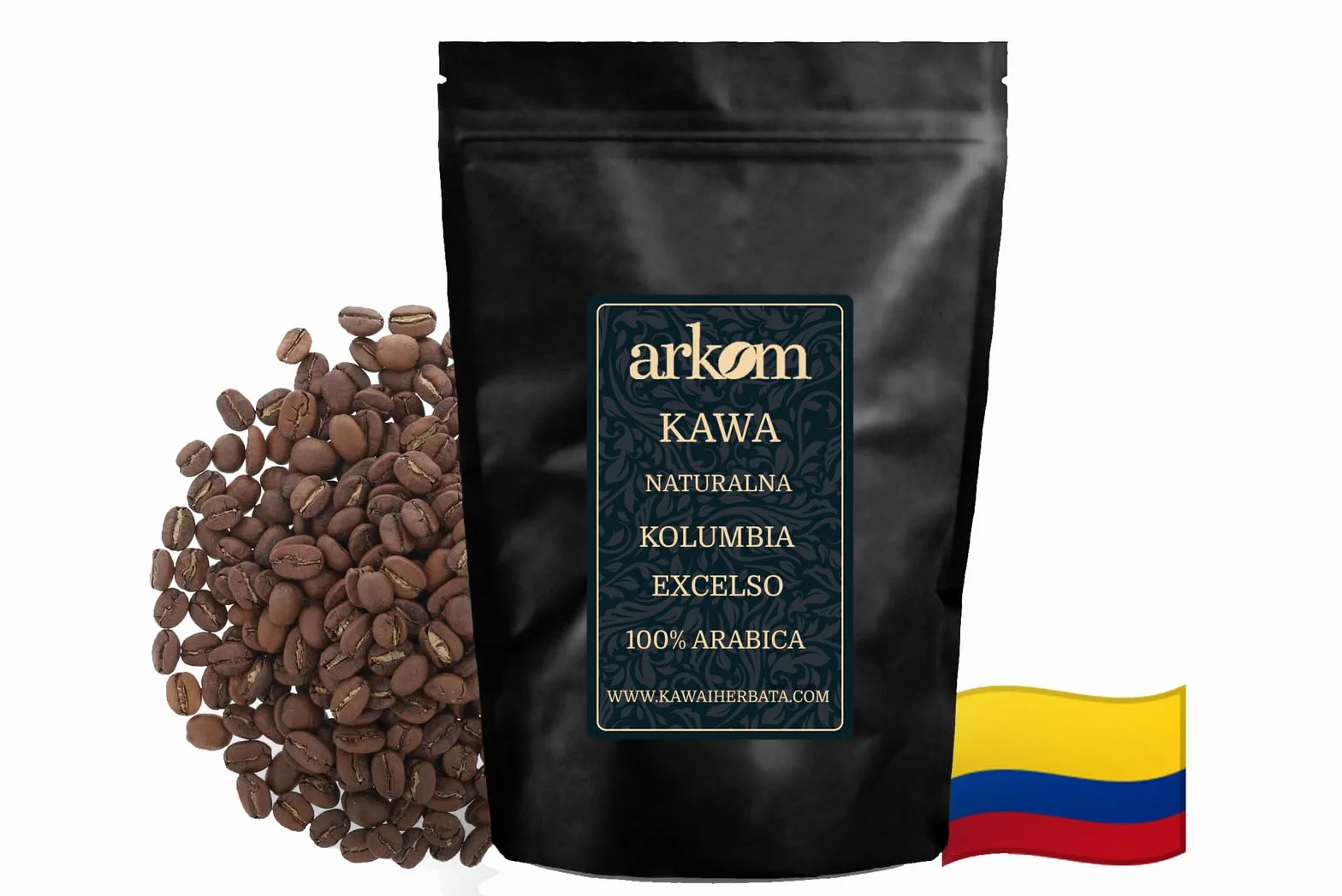 Arkom Kolumbia Excelso Kawa ziarnista Arabica 250g