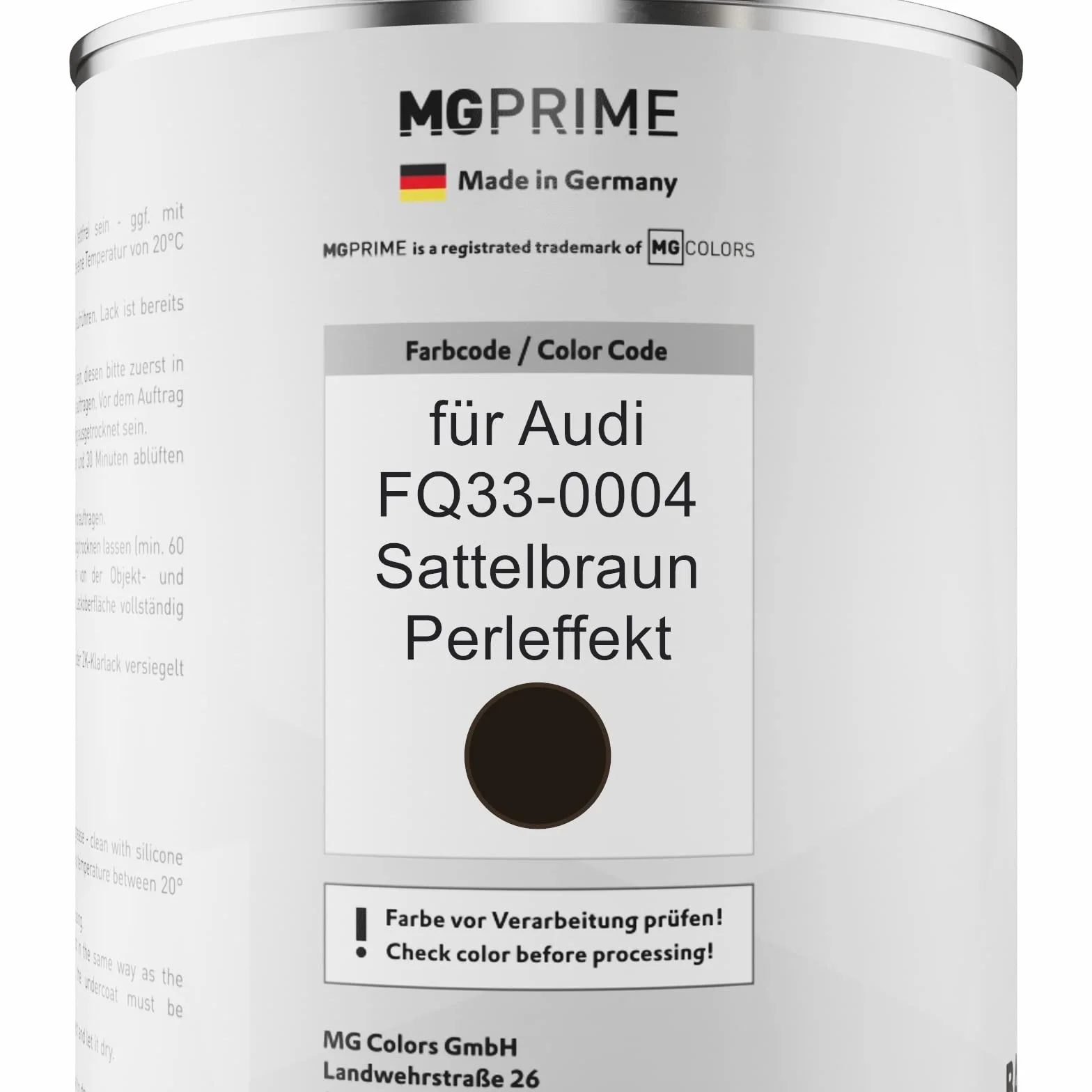 MG PRIME Lakier samochodowy bazowy 1.0 litr Sattelbraun Perleffekt dla Audi FQ33-0004
