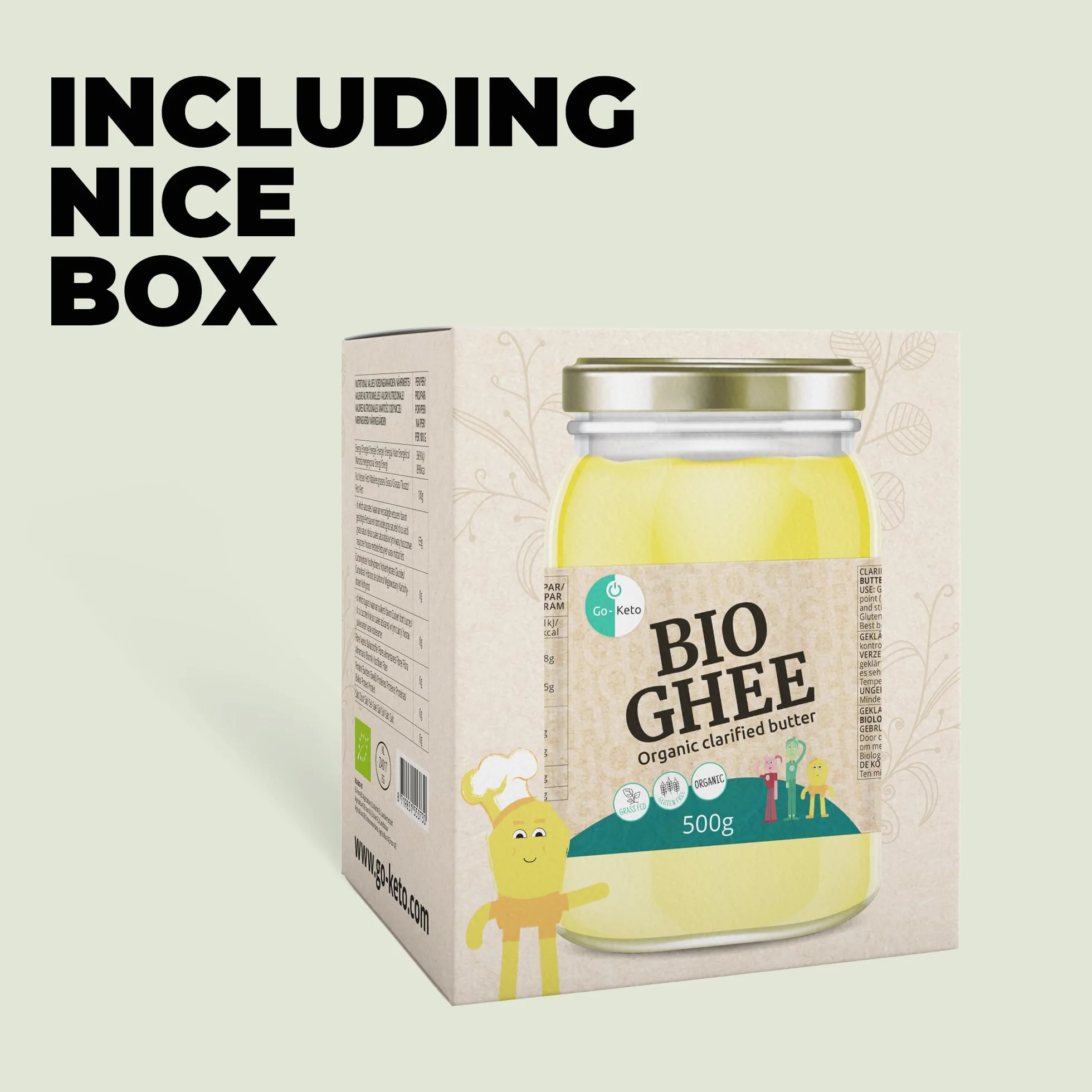 Go-Keto BIO Ghee, 500g | 100% masło klarowane, certyfikat BIO, Ayurveda | idealne dla diety keto | idealne do pieczenia i smażenia | bez laktozy, bez glutenu, low carb
