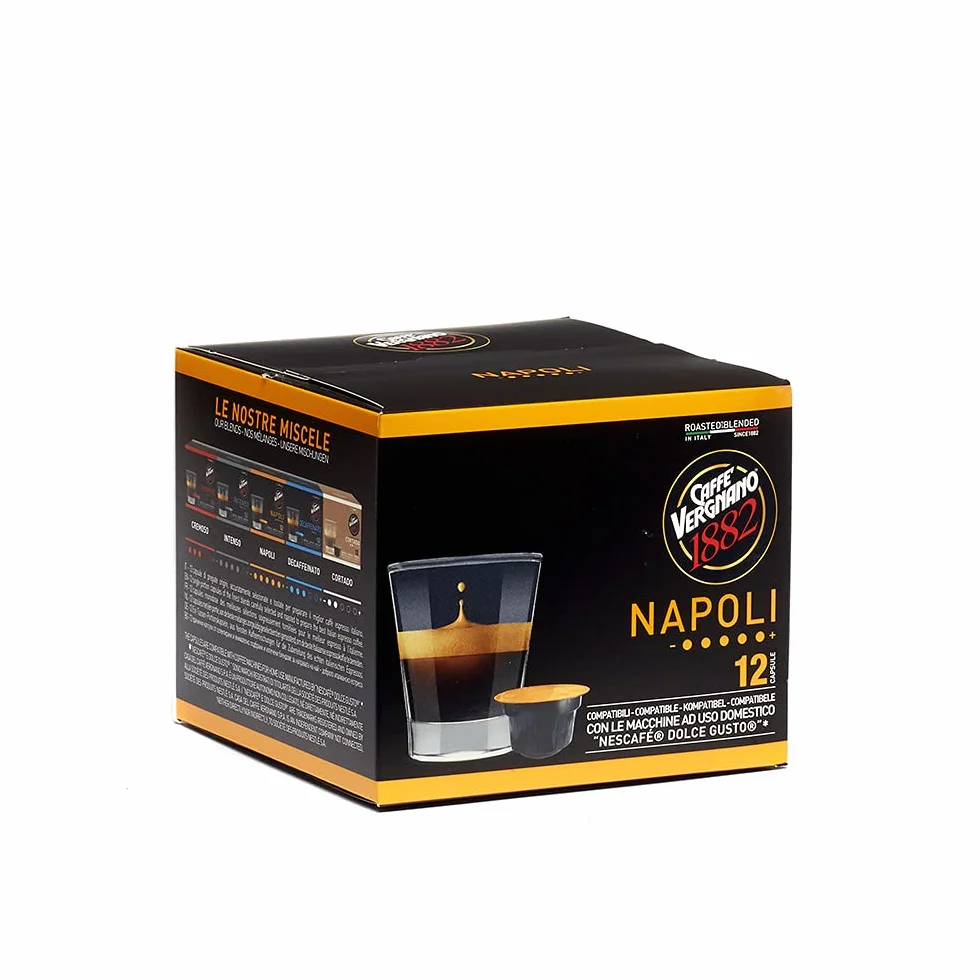 Caffè Vergnano 1882 Kapsułki do kawy kompatybilne z Nescafé Dolce Gusto, Napoli - 1 opakowanie 12 kapsułek