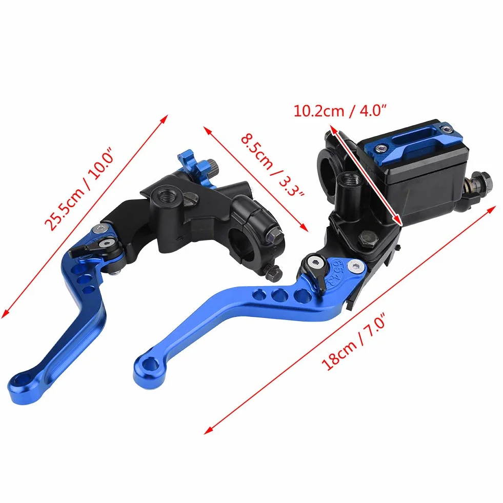 Dźwignia hamulca motocyklowego, uniwersalny motocykl 1 para 7/8" (22 mm) hamulec kierownicy ATV główny cylinder sprzęgła dźwignie zbiornika (niebieski)