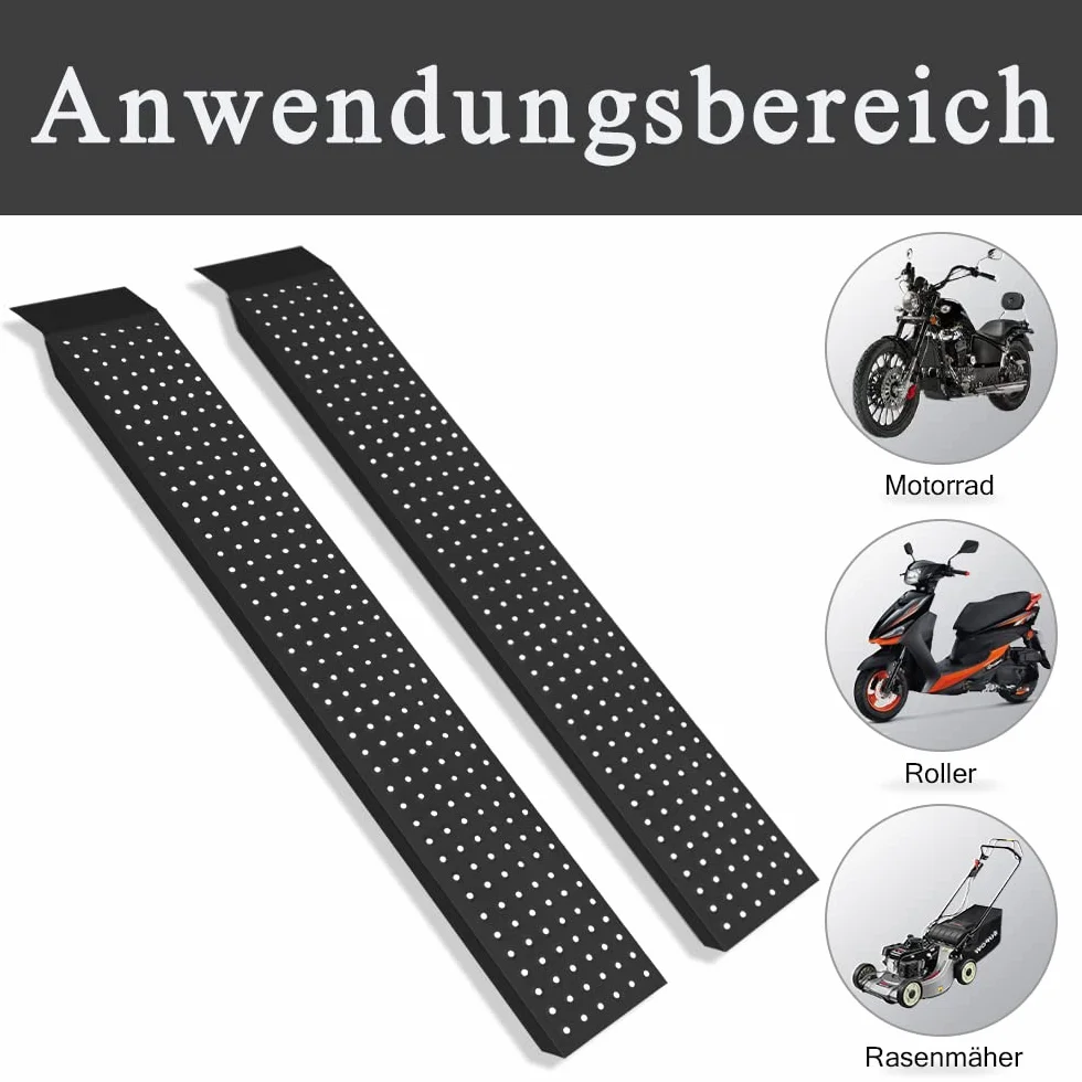 YUENFONG 2 x rampa najazdowa, stal ocynkowana, antypoślizgowa, rampa załadunkowa 160 cm, nośność do 400 kg na parę, do motocykla, samochodu (160 cm, czarna)