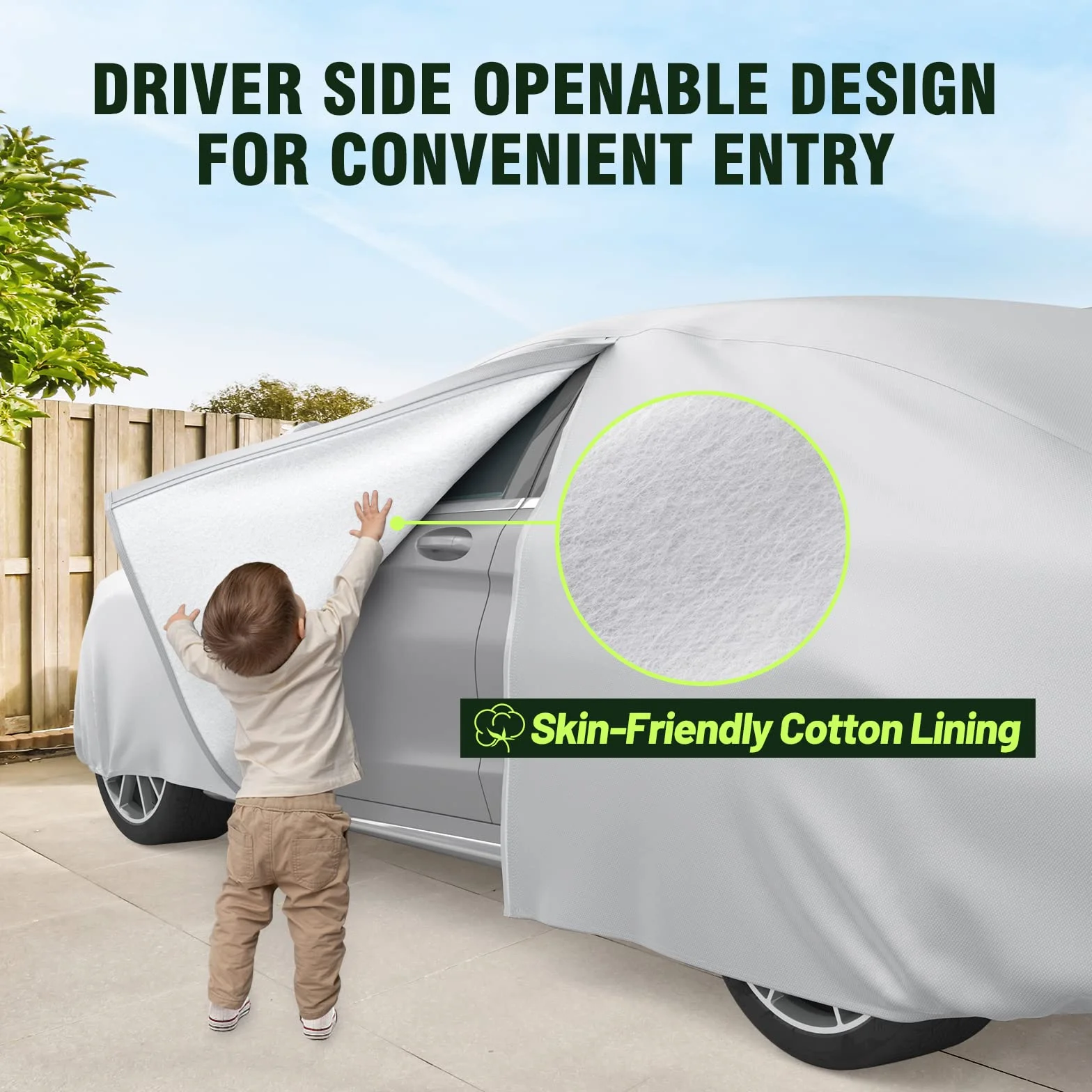 Favoto pokrowiec na samochód pełny garaż pokrowiec na samochód pyłoszczelny wodoodporny pokrowiec na samochód plandeka na zimę i lato na 400cm-435cm samochód hatchback 2.5kg