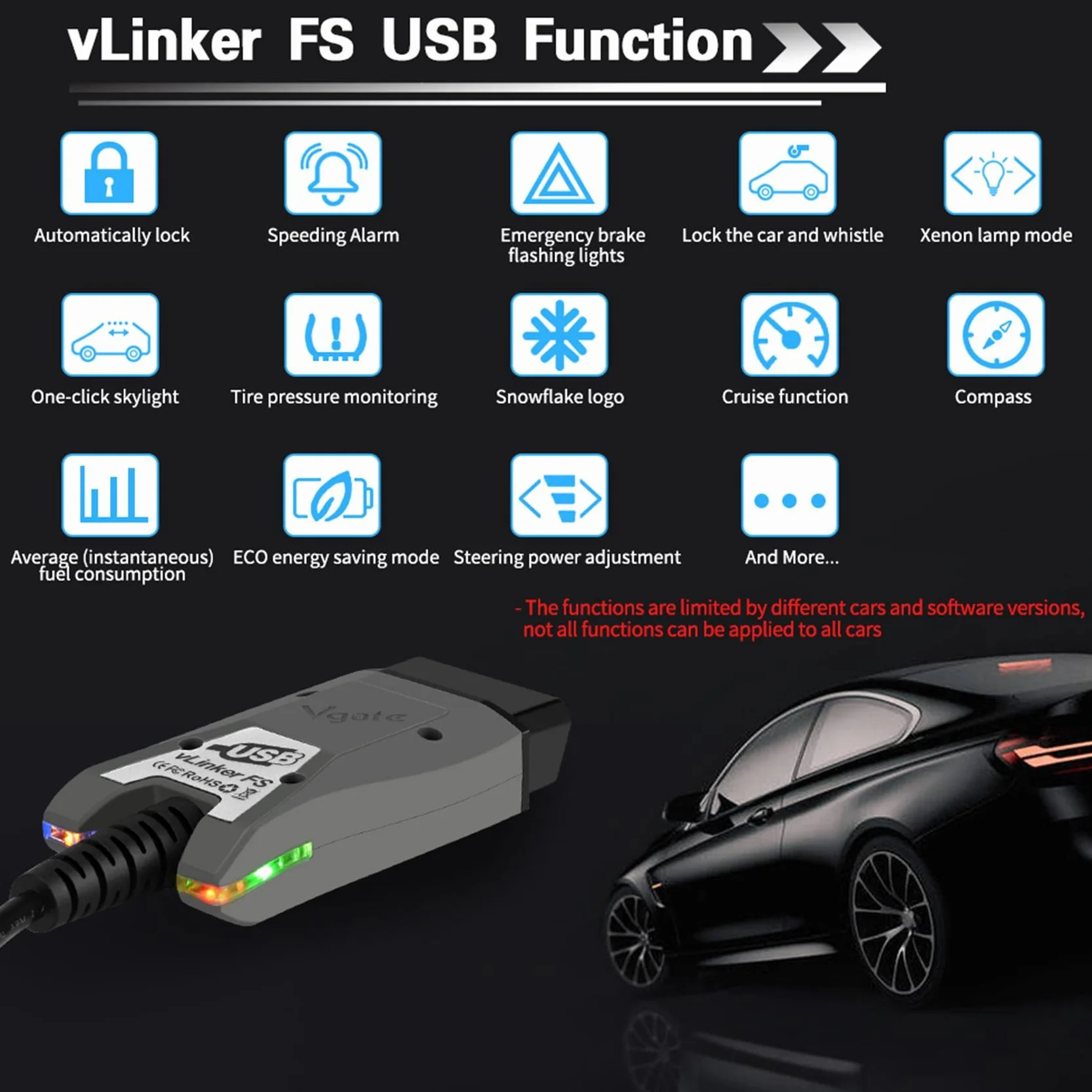 vLinker FS OBD2 USB Adapter dla FORScan HS/MS -CAN Automatyczne przełączanie