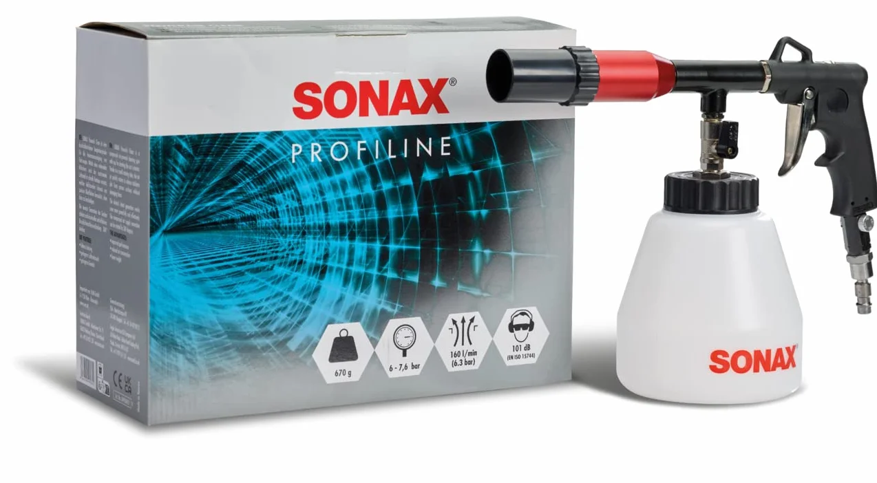 SONAX PowerAir Clean (1 sztuka) pistolet na kubek z przyssawką do czyszczenia wnętrza pojazdów, nr art. 04958410